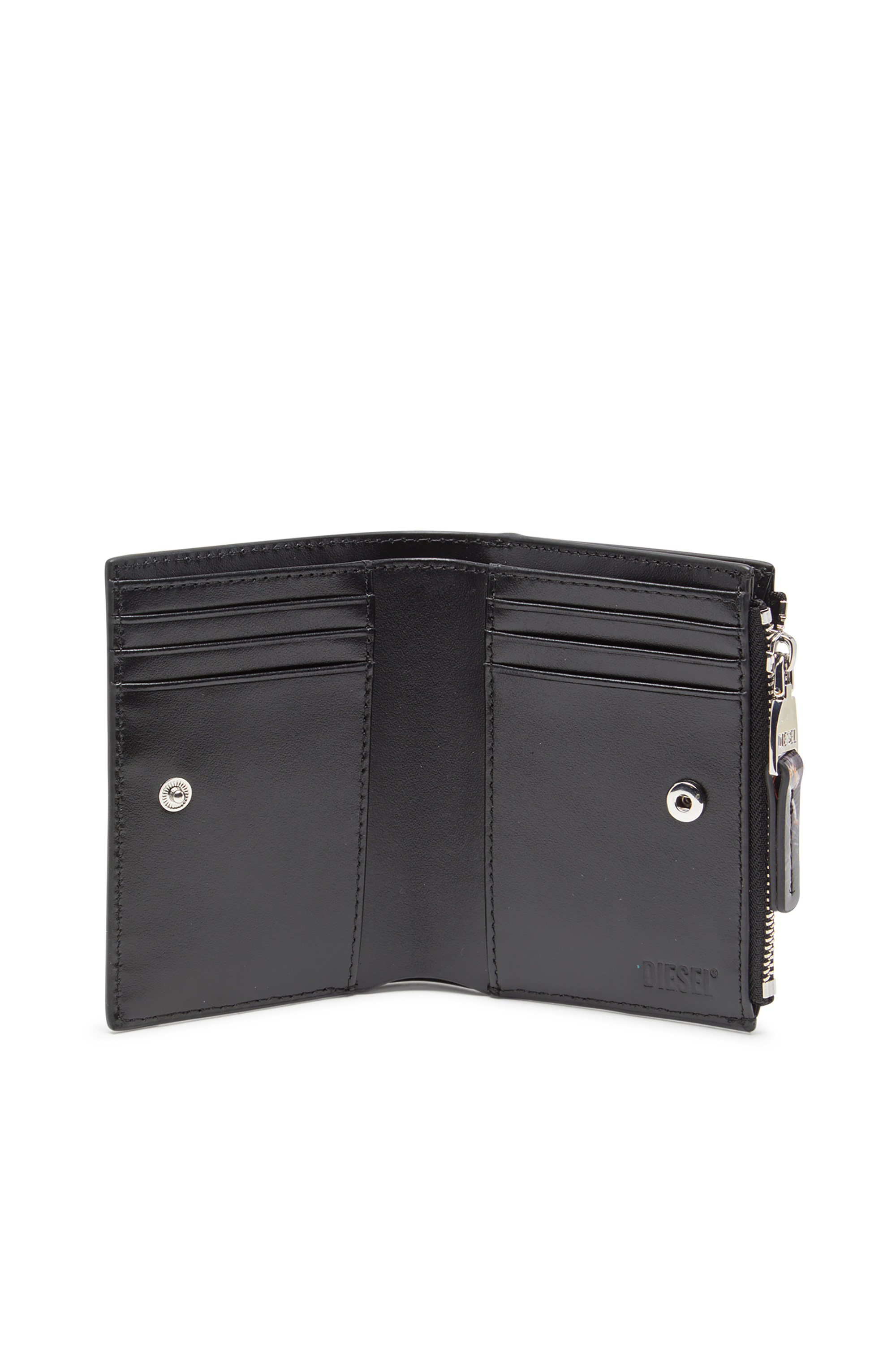 Diesel - PLAY BI-FOLD ZIP II, Woman's Small wallet in printed glossy PU in Black/Brown - 3