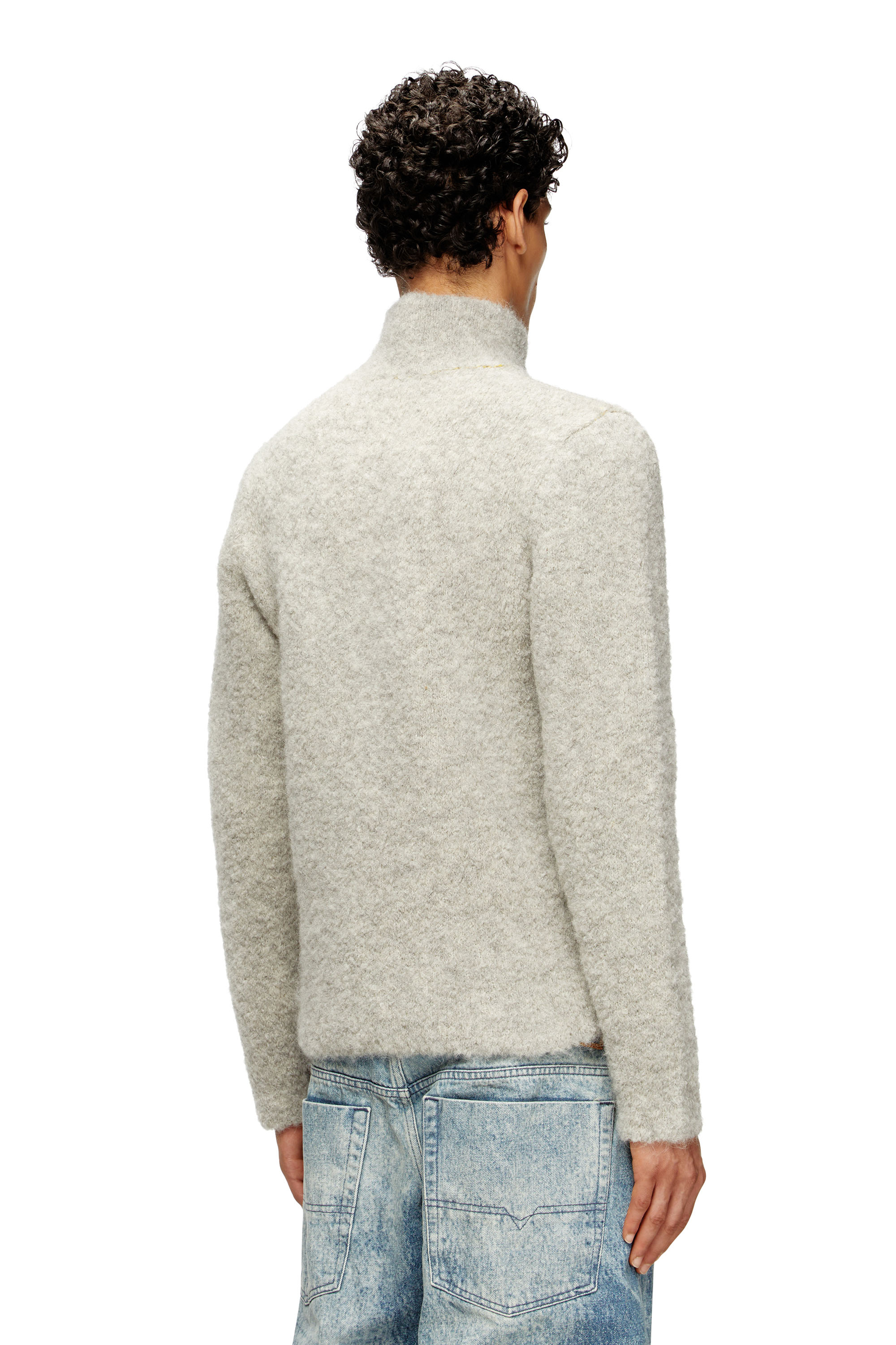 Diesel - K-ELLER, Man's Half-zip jumper with contrast interior in Grey - 4