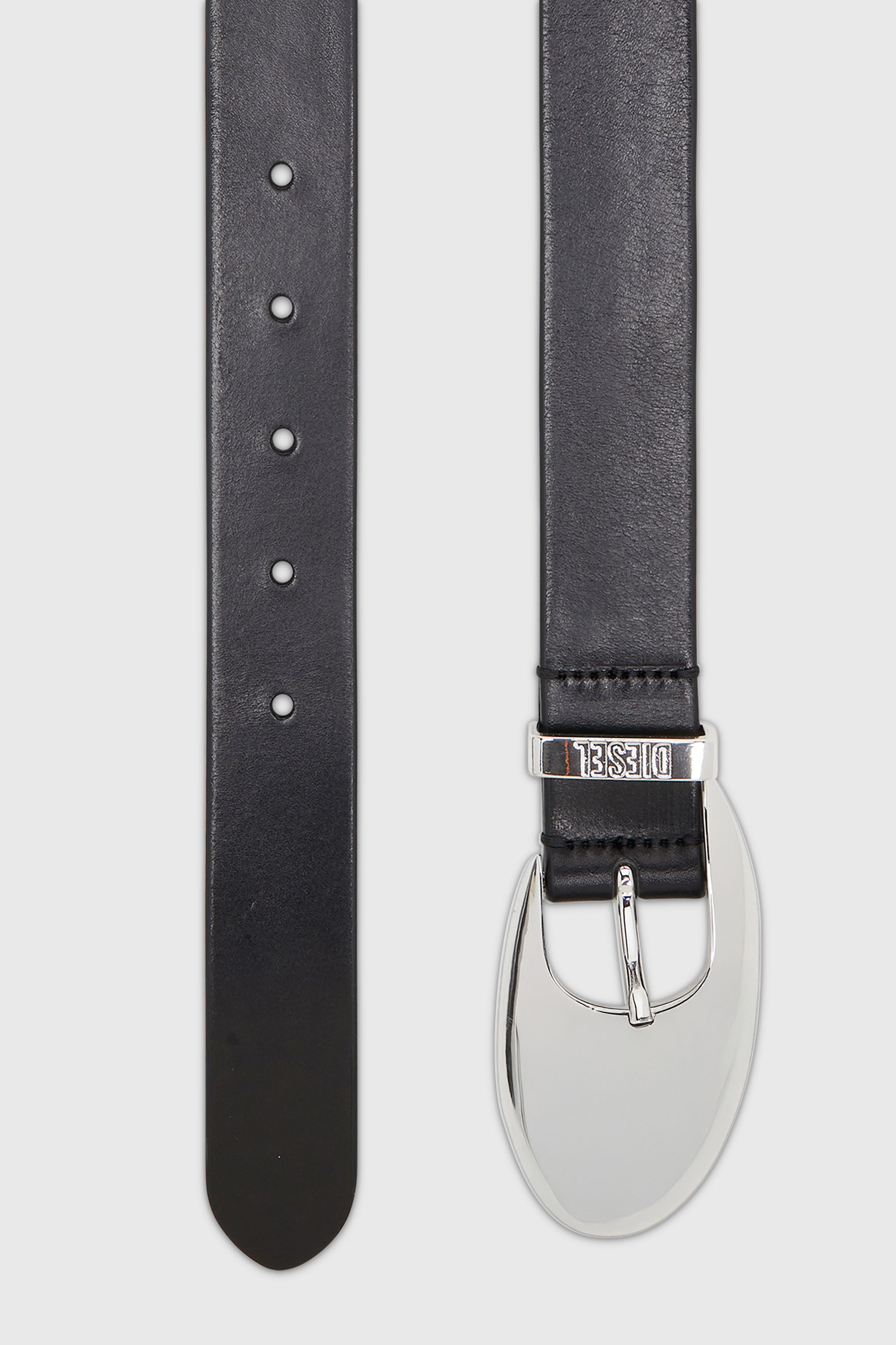 Diesel - B-ROP 30, Woman's 3 cm belt in pull-up leather with D buckle in Black - 2