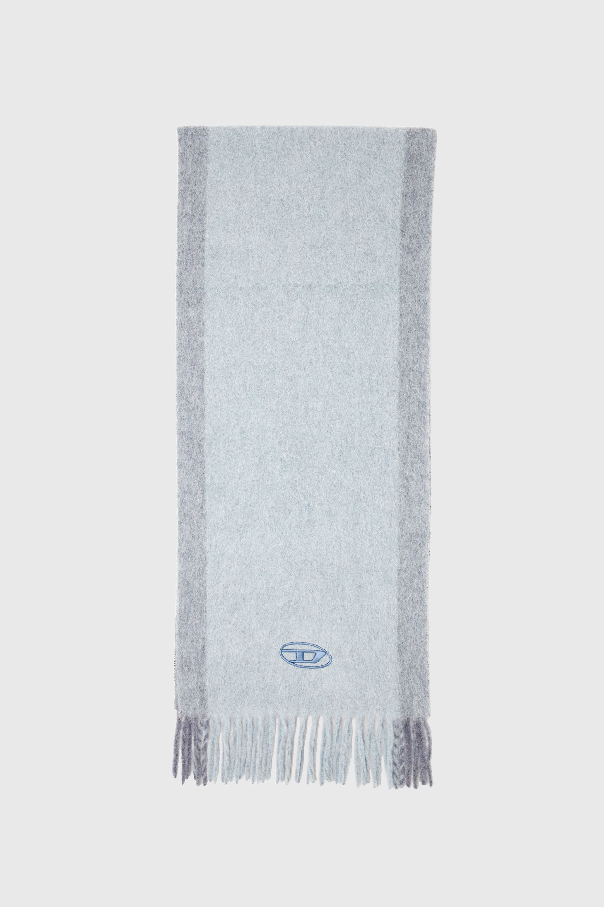 Diesel - S-OLID, Man's Wool-blend scarf with contrast stripes in Light Blue - 1