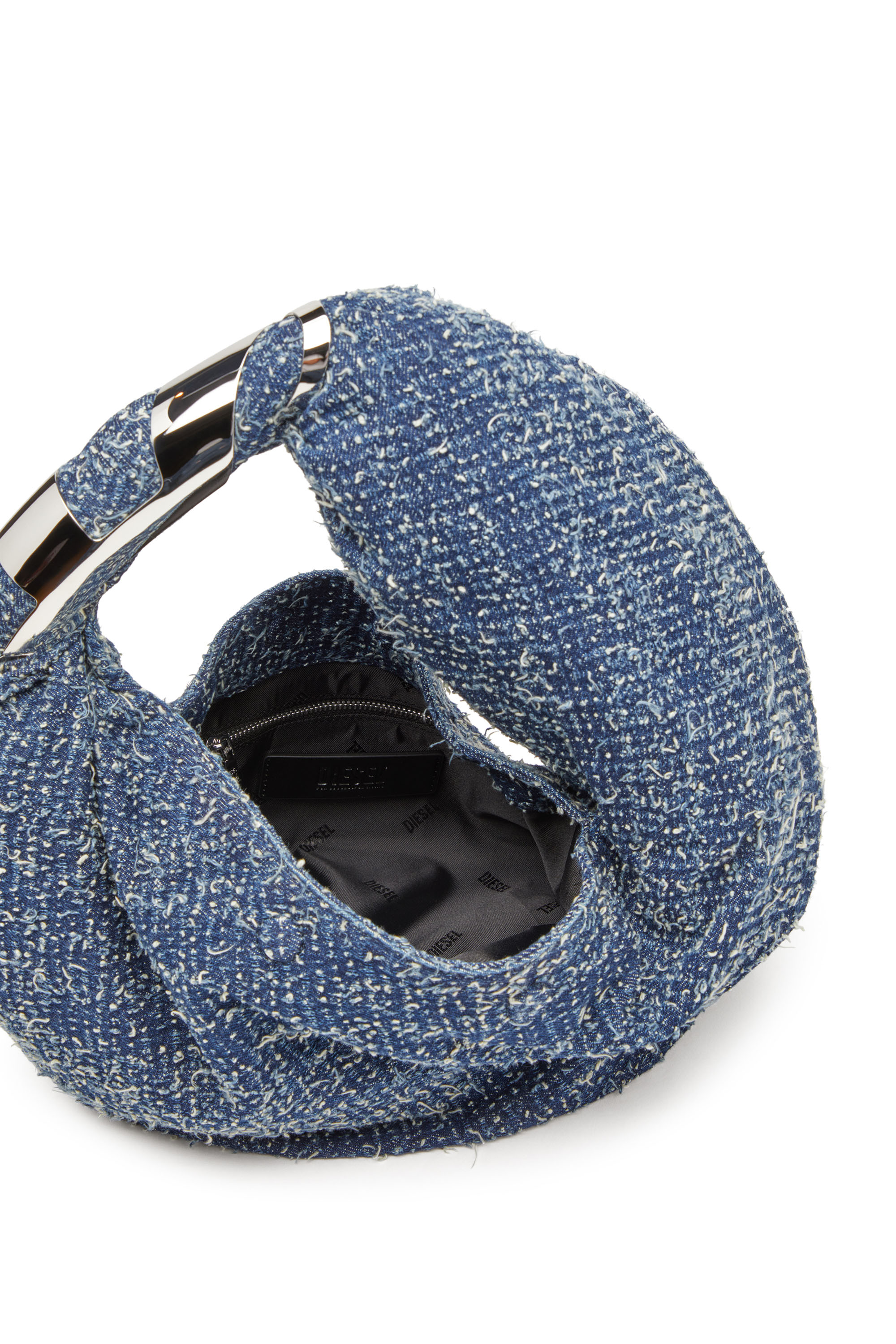Diesel - GRAB-D HOBO S, Woman's Grab-D S-Hobo bag in boucl&eacute; denim in Blue - 4