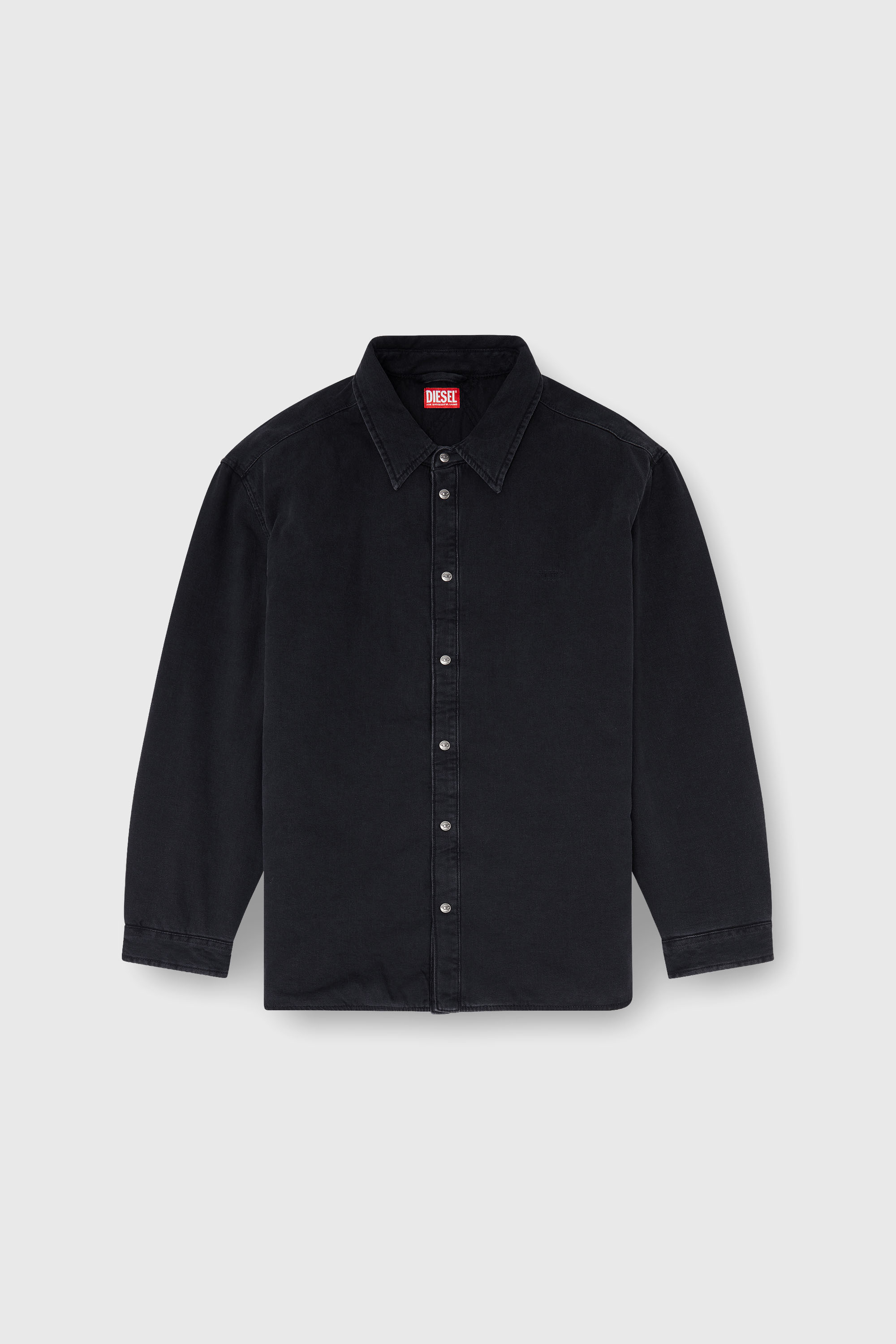 Diesel - D-FLAIM-D, Man's Padded denim overshirt in Black - 2