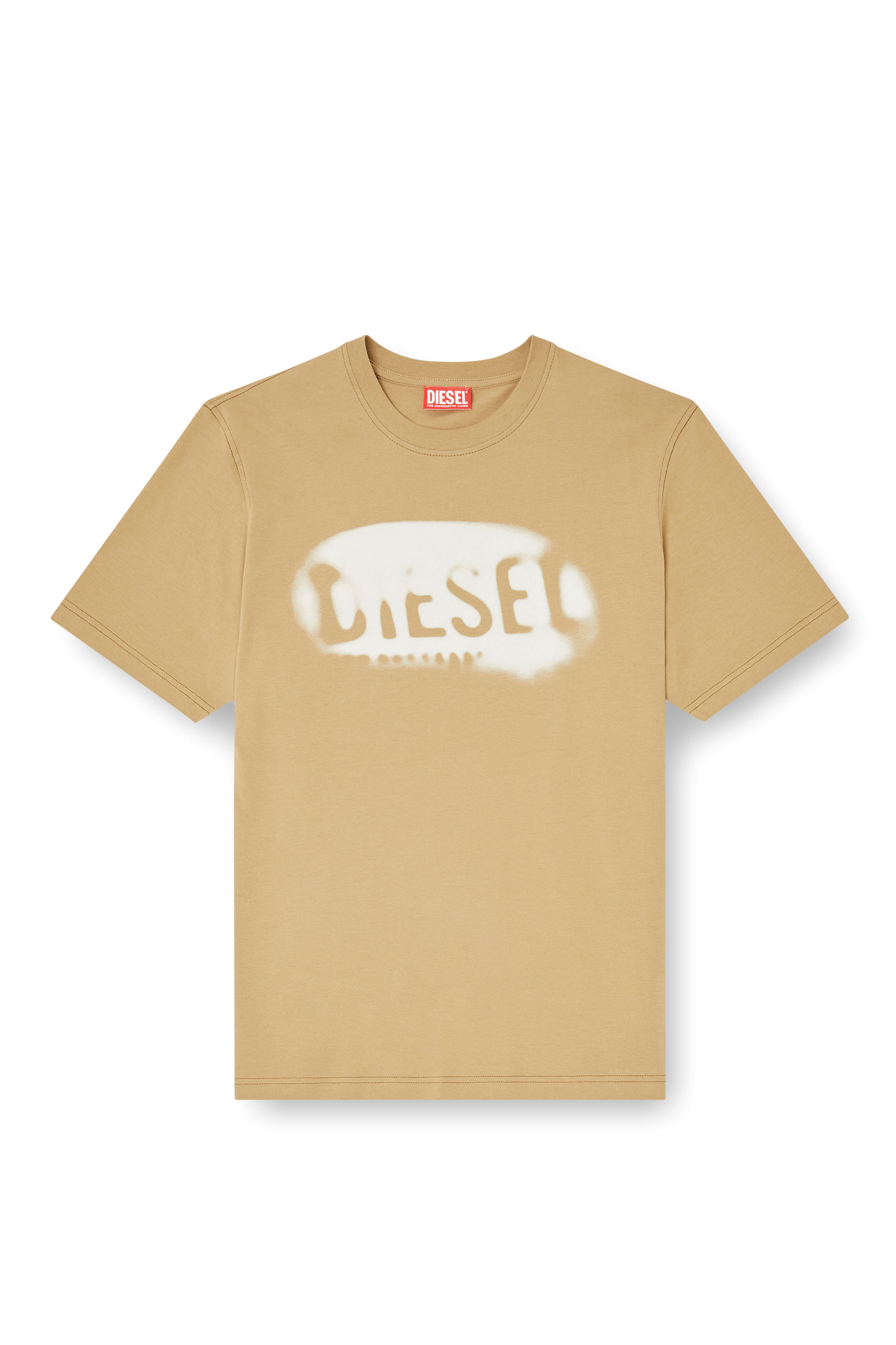 Diesel - T-ADJUST-V2, Man's Light cotton T-shirt with faded logo in Beige - 3
