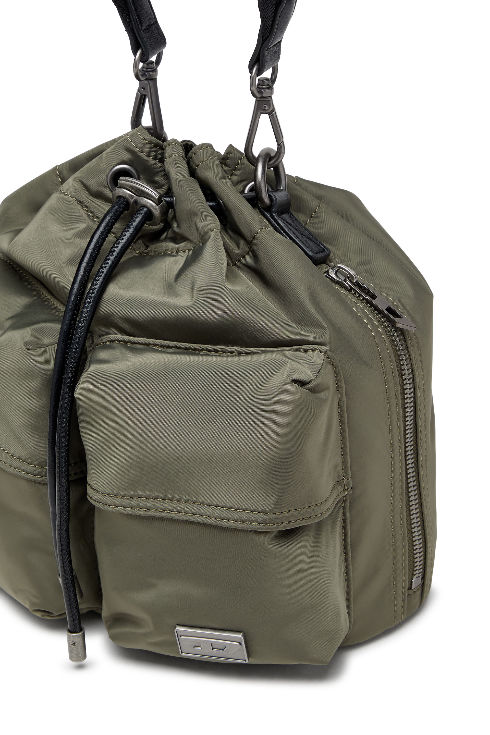 Diesel - MULTI-PKTS BUCKET X, Unisex's Multi-Pkts-Multipocket bucket bag in utilitarian shell in Military Green - 5