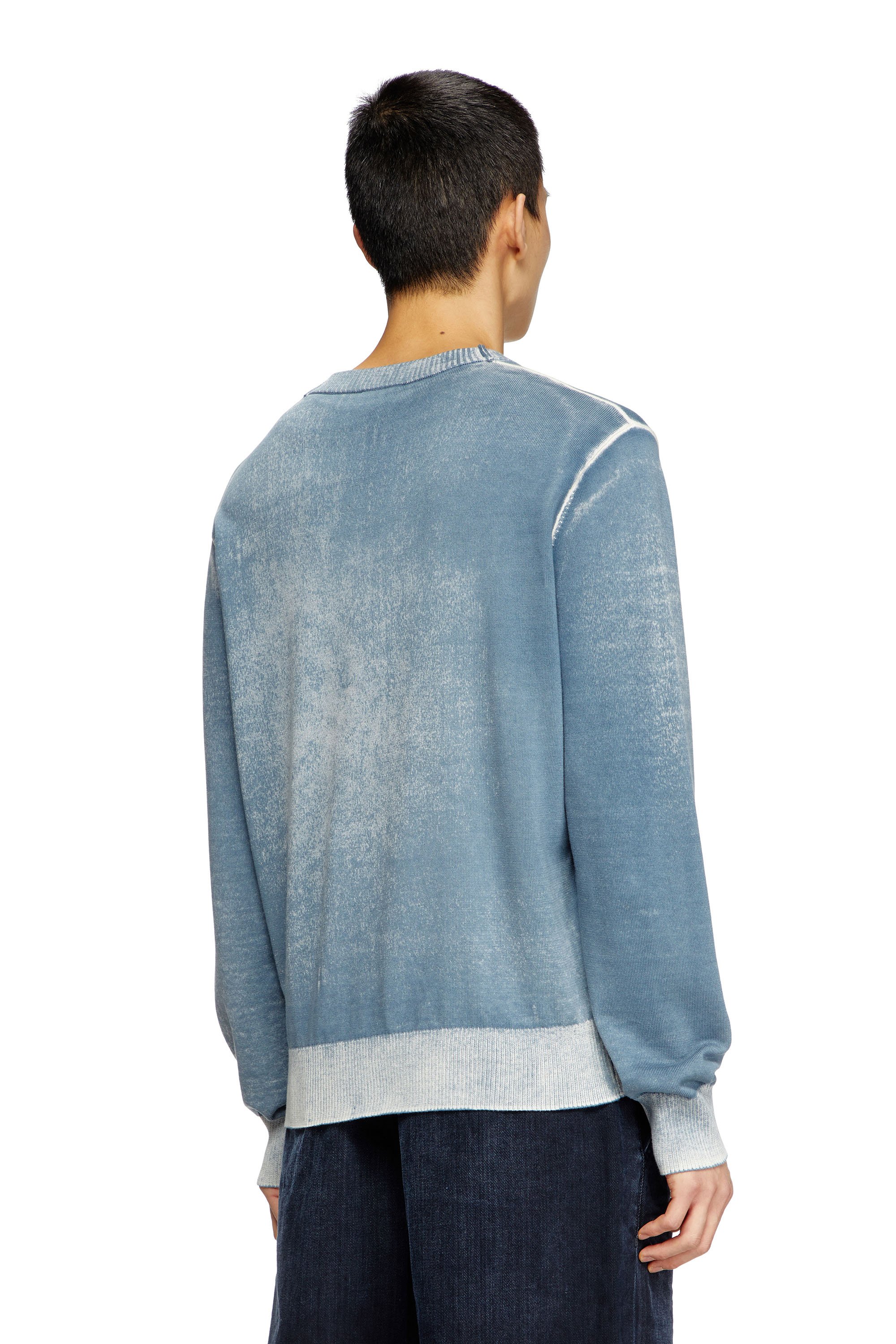 Diesel - K-LARENCE-B, Man's Reverse-print cotton jumper in Light Blue - 4