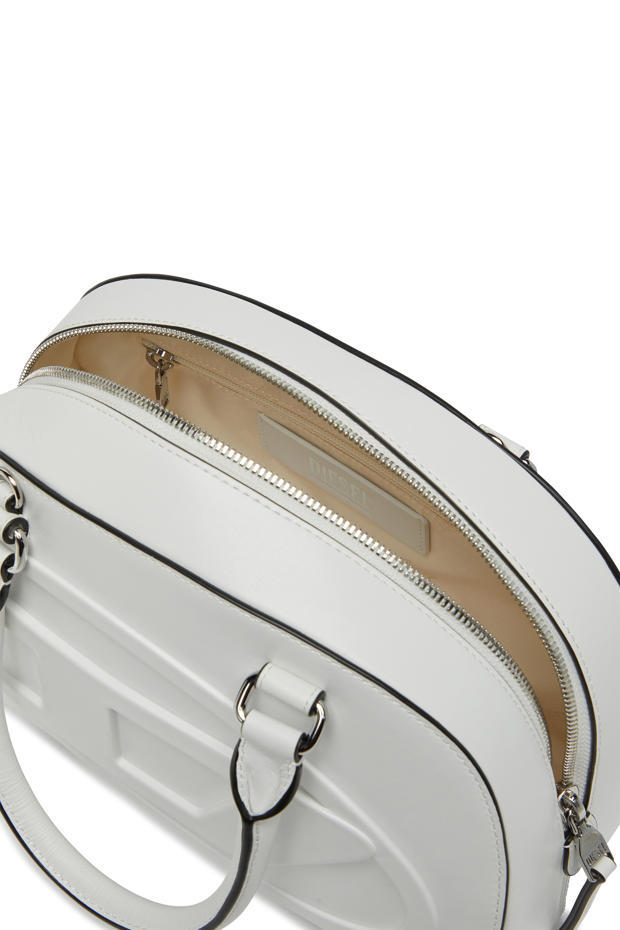 Diesel - 1DR DOME TOP HANDLE, Woman's 1DR Dome-Leather bowling bag in White - 3