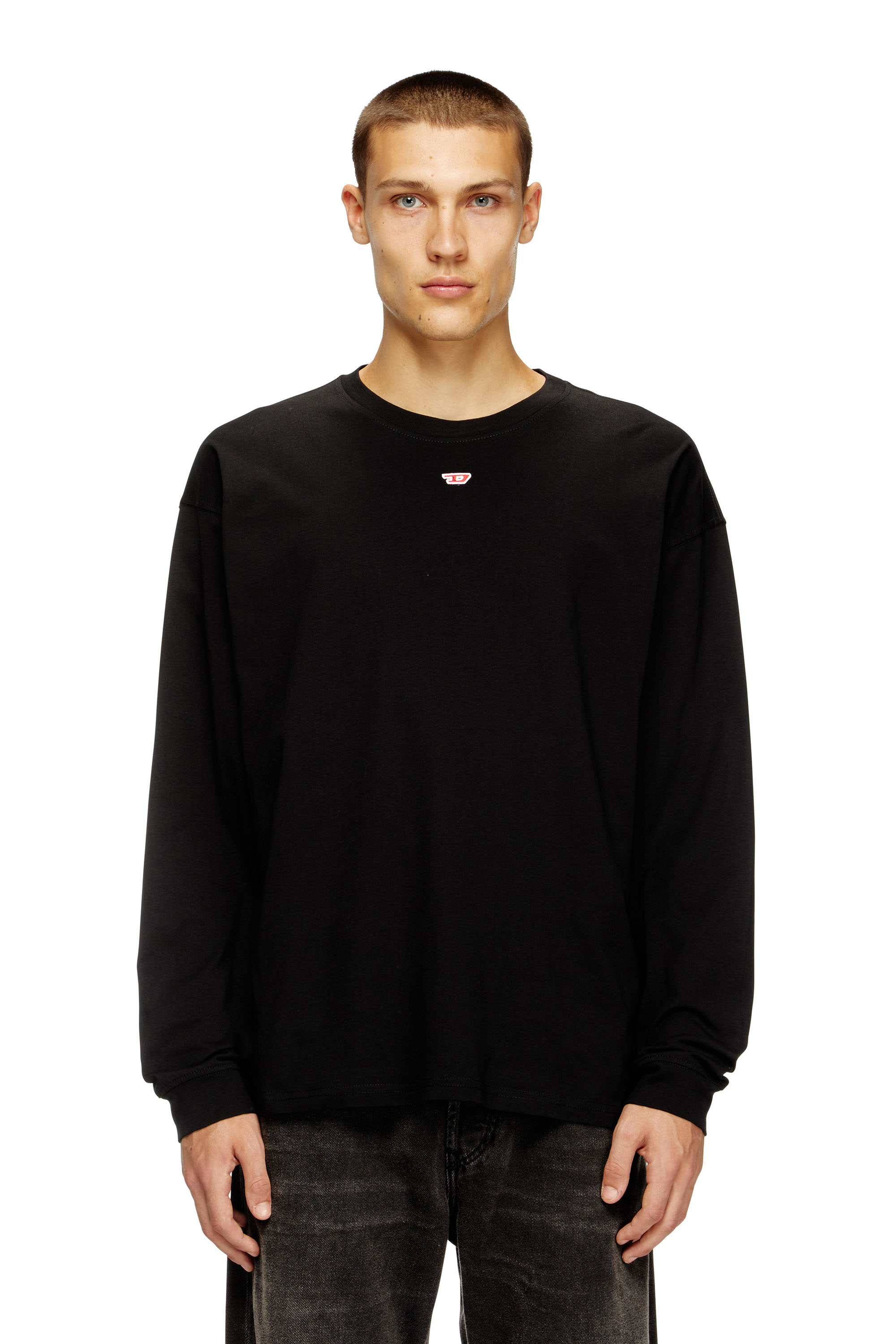 Diesel - T-BOXT-LS-D, Unisex's Longs-sleeve T-shirt with D patch in Black - 3