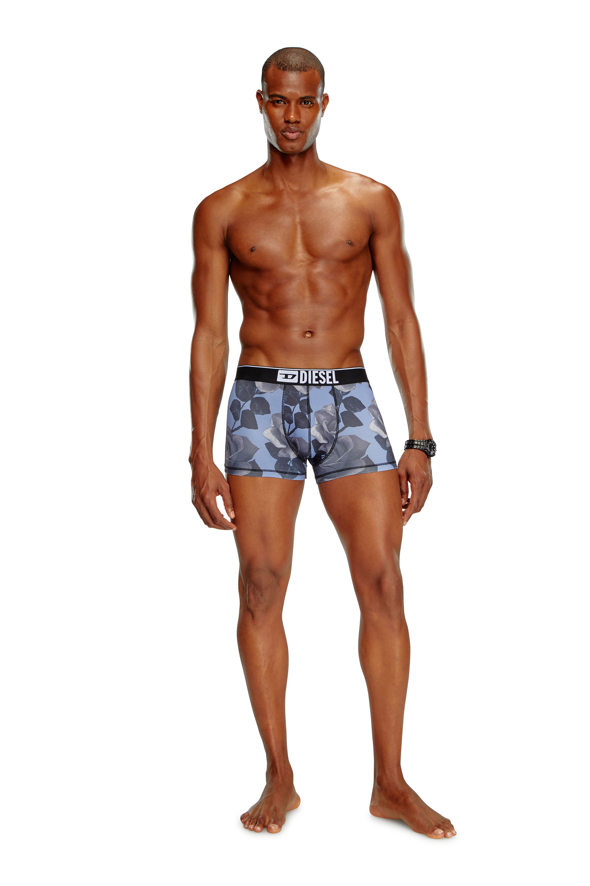 Diesel - UMBX-DAMIEN, Man's Boxer briefs with rose print in Blue/Grey - 1