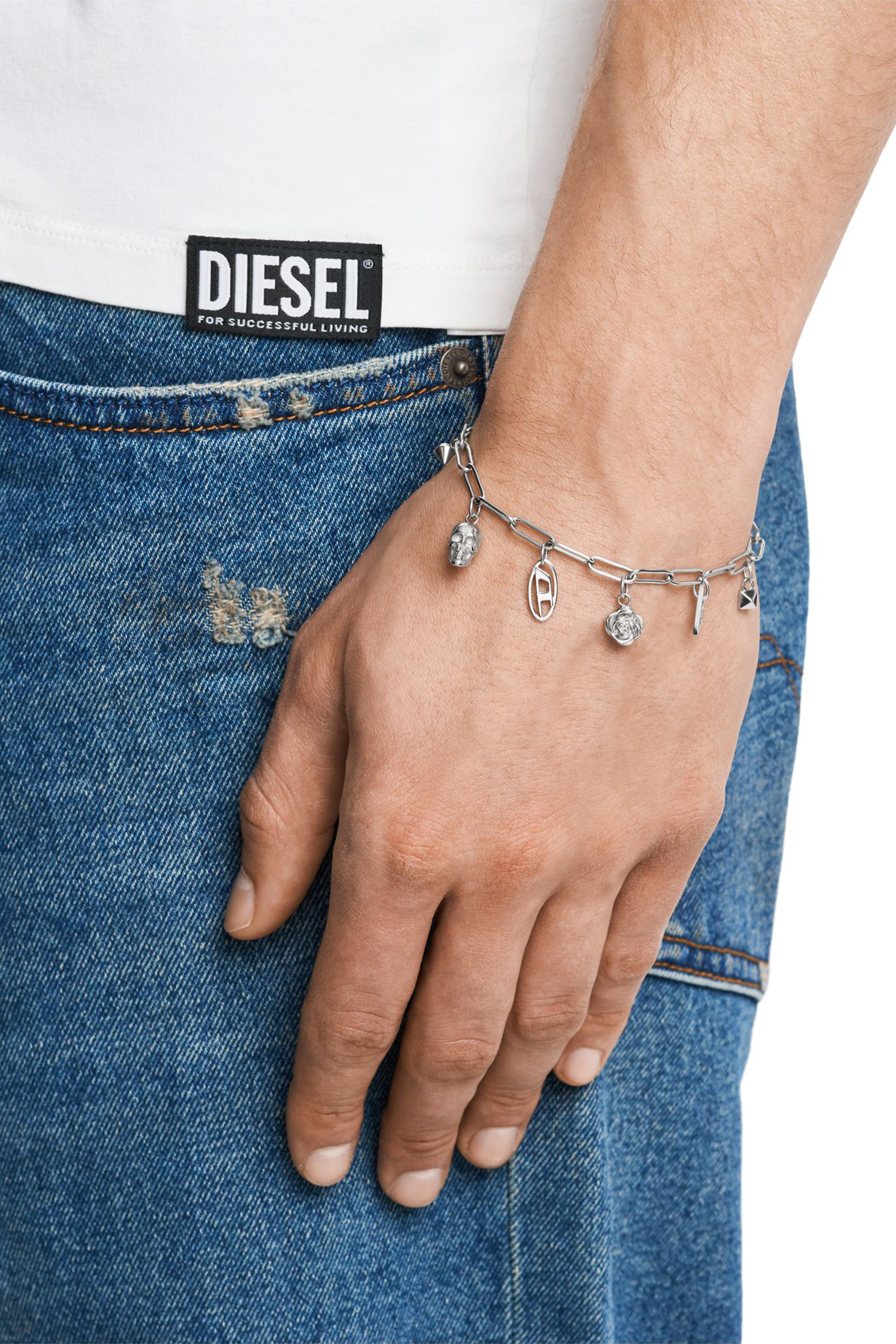 Diesel - DX1604040, Unisex's Stainless Steel Charm Bracelet in Silver - 4
