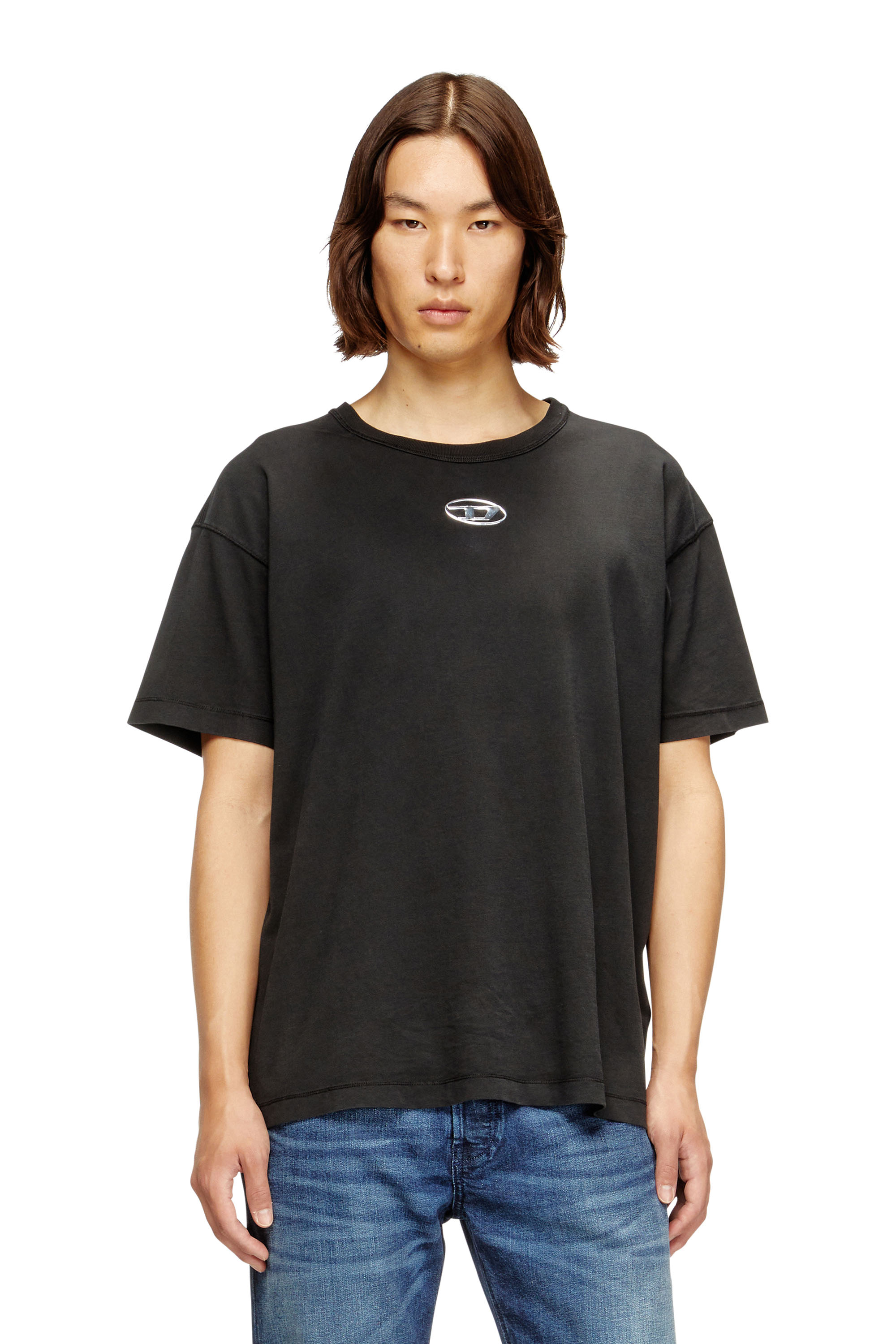 Diesel - T-NORM-IOD, Man's Light cotton T-shirt with metallic Oval D logo in Black - 3