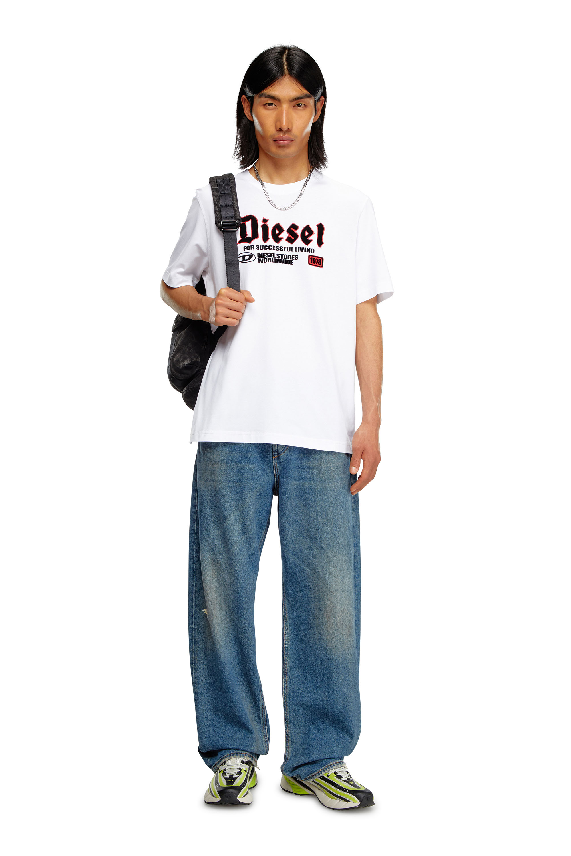 Diesel - T-ADJUST-K1, Man's T-shirt with flocked Diesel print in White - 2