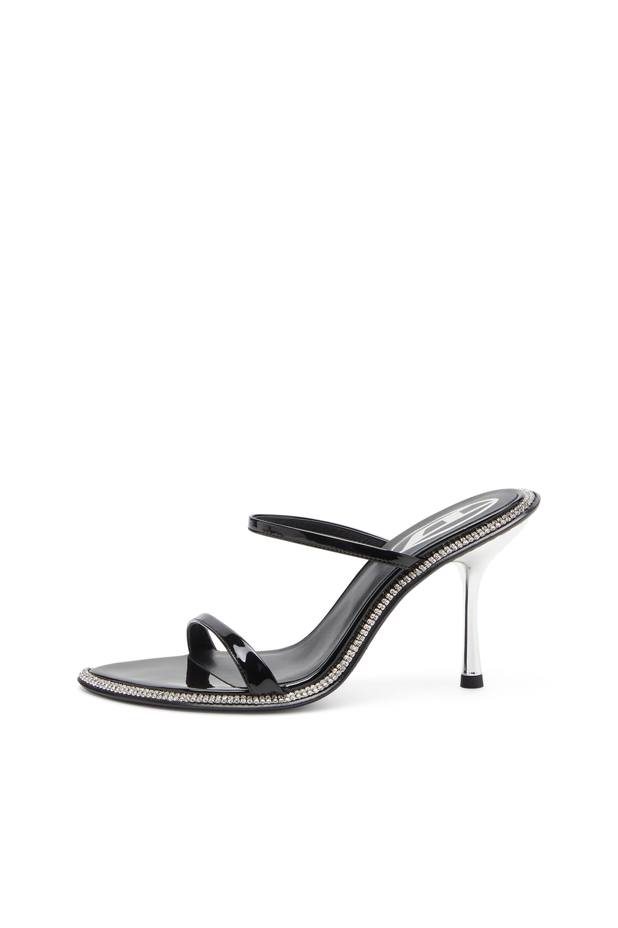 Diesel - D-HAVANNA SDL, Woman's D-Havanna-Strappy patent mules with crystals in Black - 8