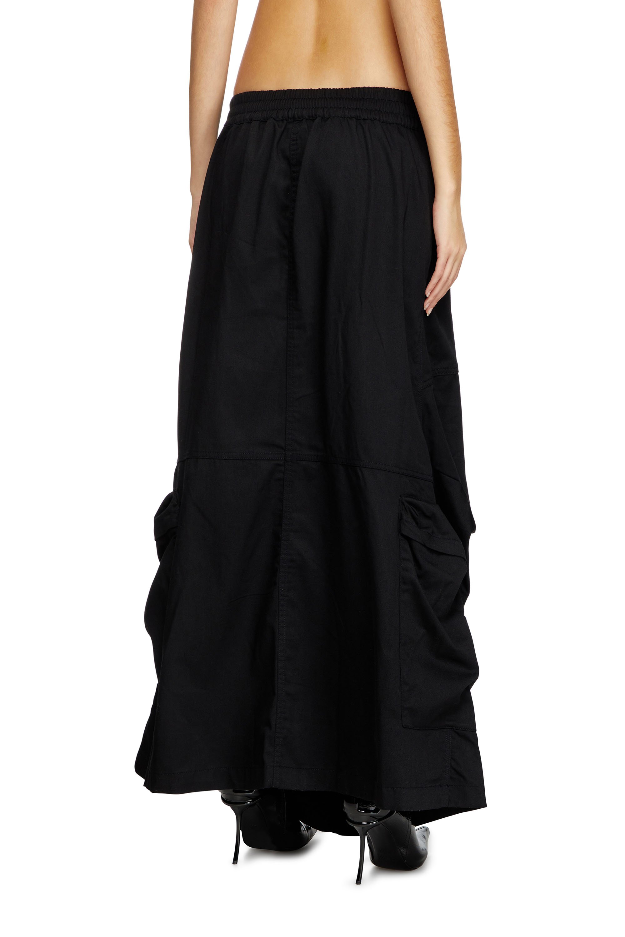 Diesel - O-RIANA-P2, Woman's Long cargo skirt in cotton twill in Black - 3