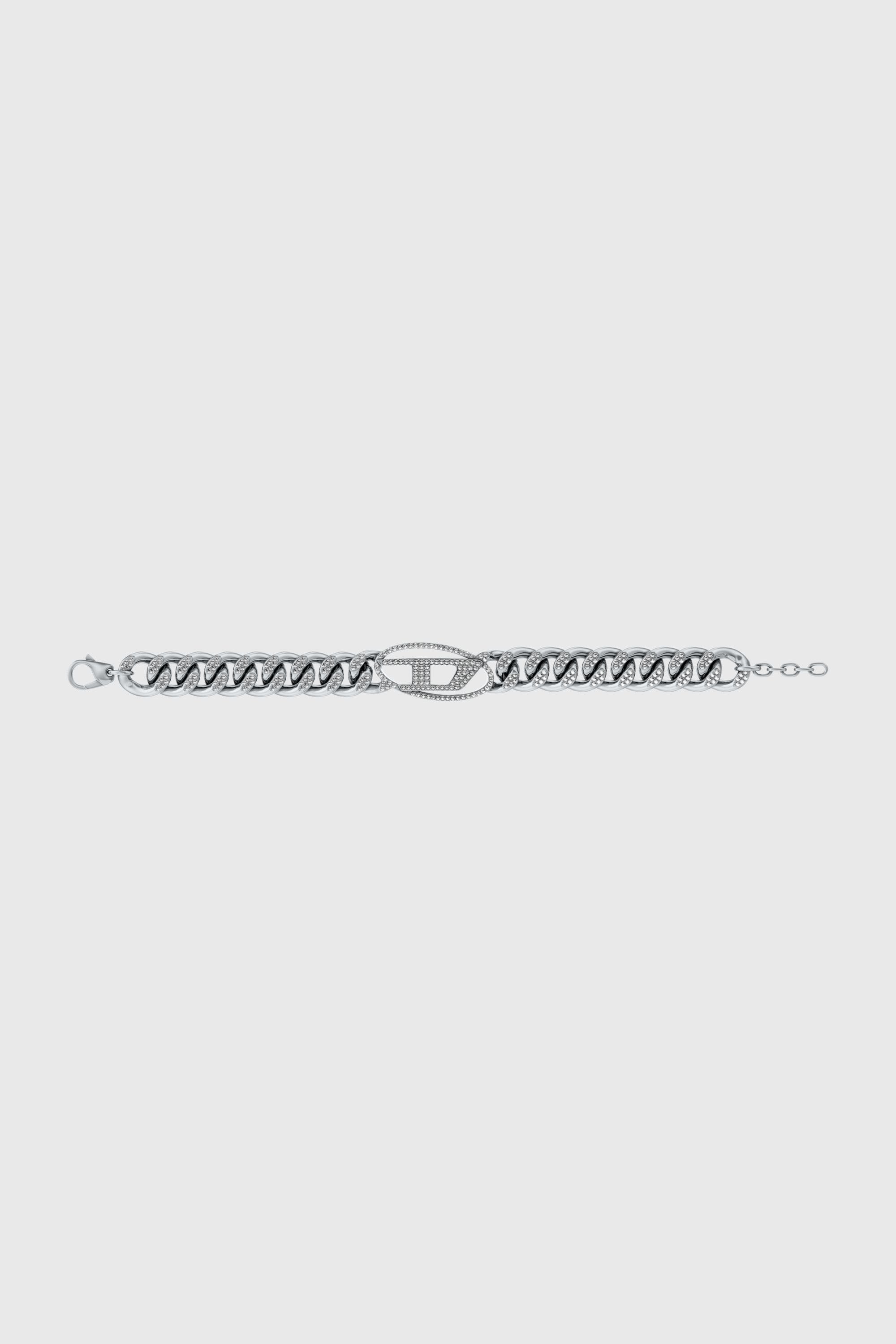 Diesel - DX1707040 JEWELLERY, Unisex's Stainless steel Oval D glitz chain bracelet in Silver - 4