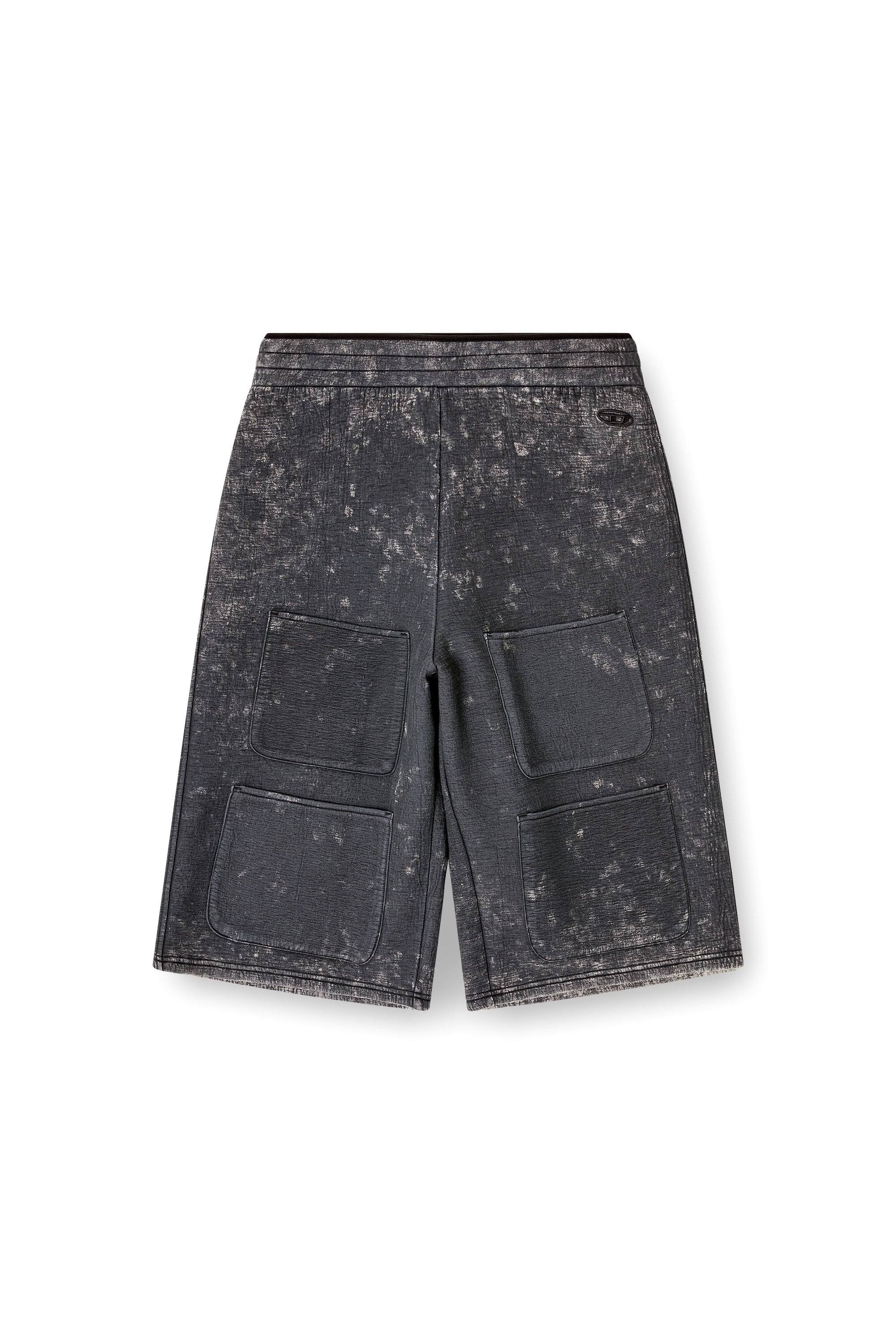 Diesel - S-TYP, Unisex's Wide-leg shorts in marble-effect scuba in Black - 2