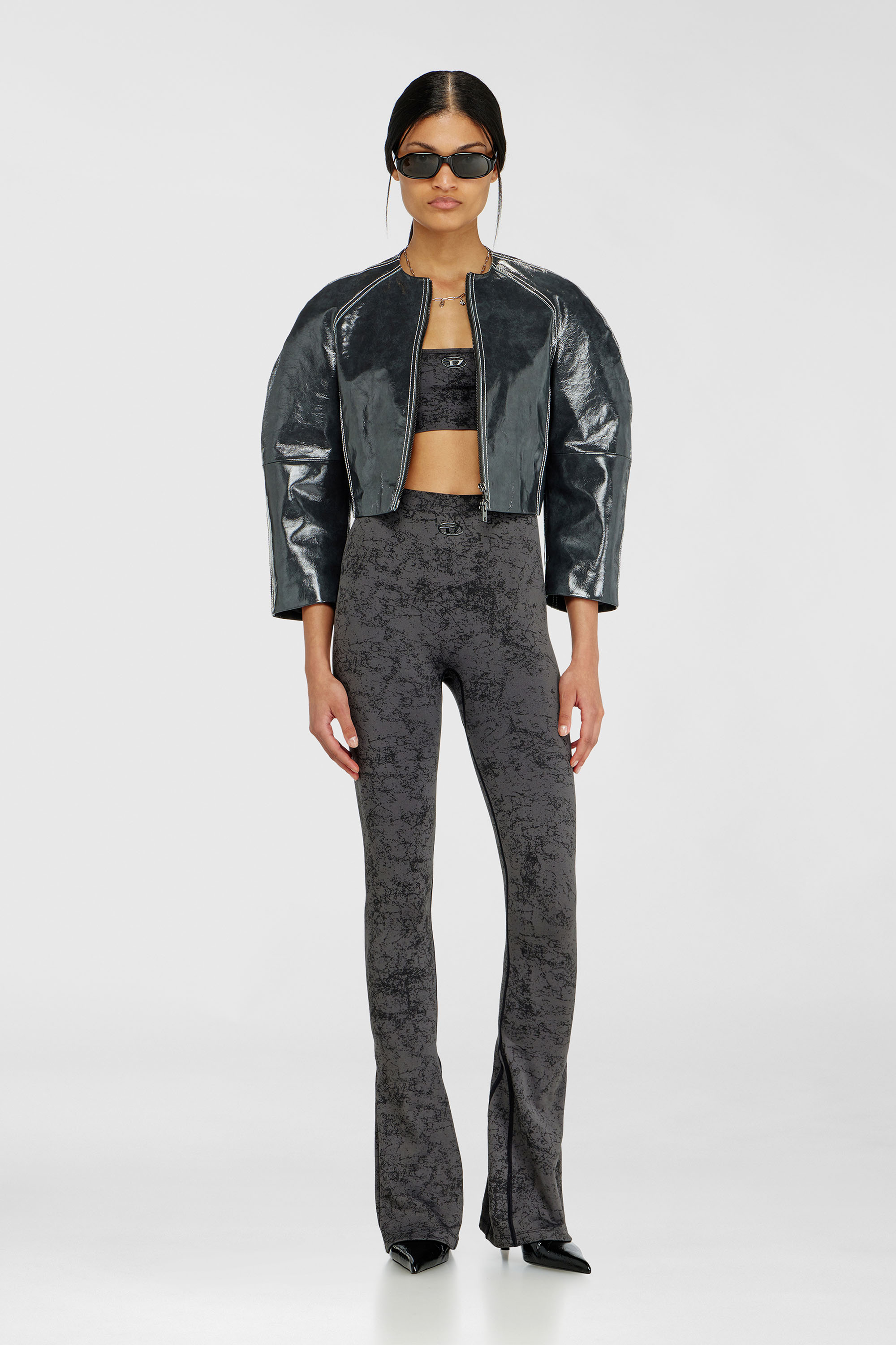 Diesel - CORNELIA-UTLT, Woman's Fared leggings with utilitarian print in Dark grey - 5