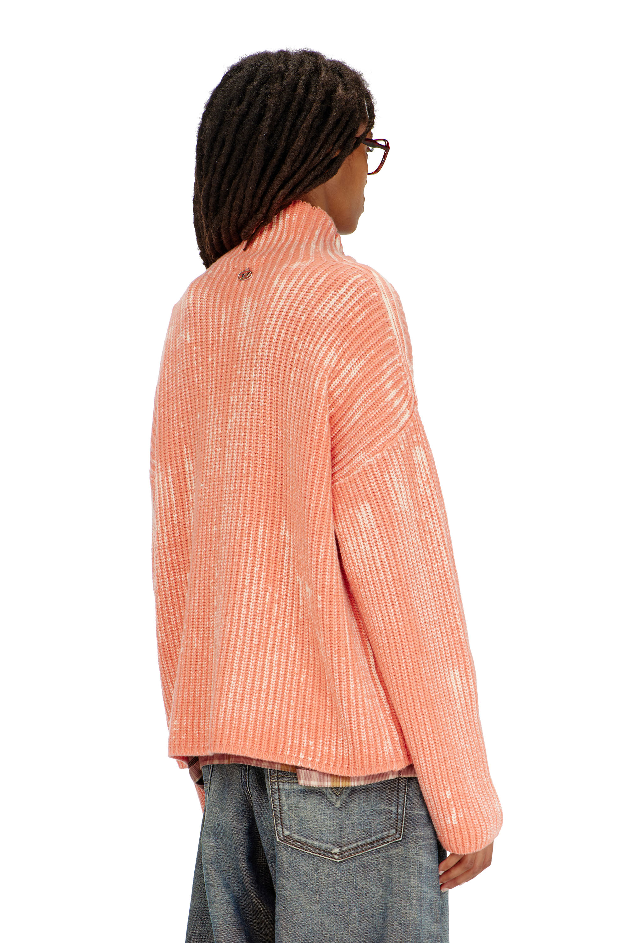 Diesel - M-AMET, Woman's Funnel-neck jumper in ribbed wool blend in null - 4