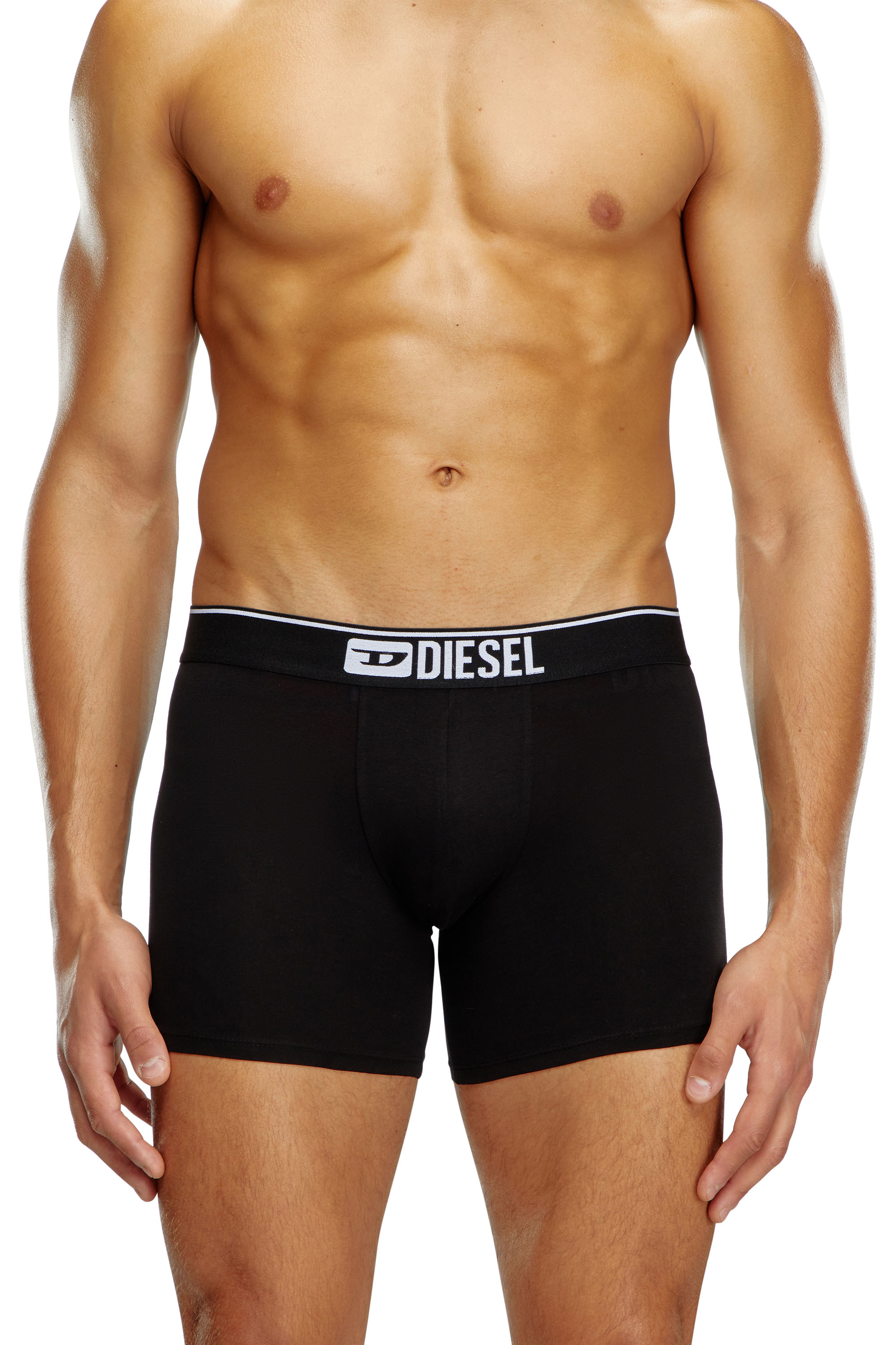 Diesel - UMBX-SEBASTIANTHREEPAC, Man's Three-pack of plain long boxer briefs in Black/Grey - 2