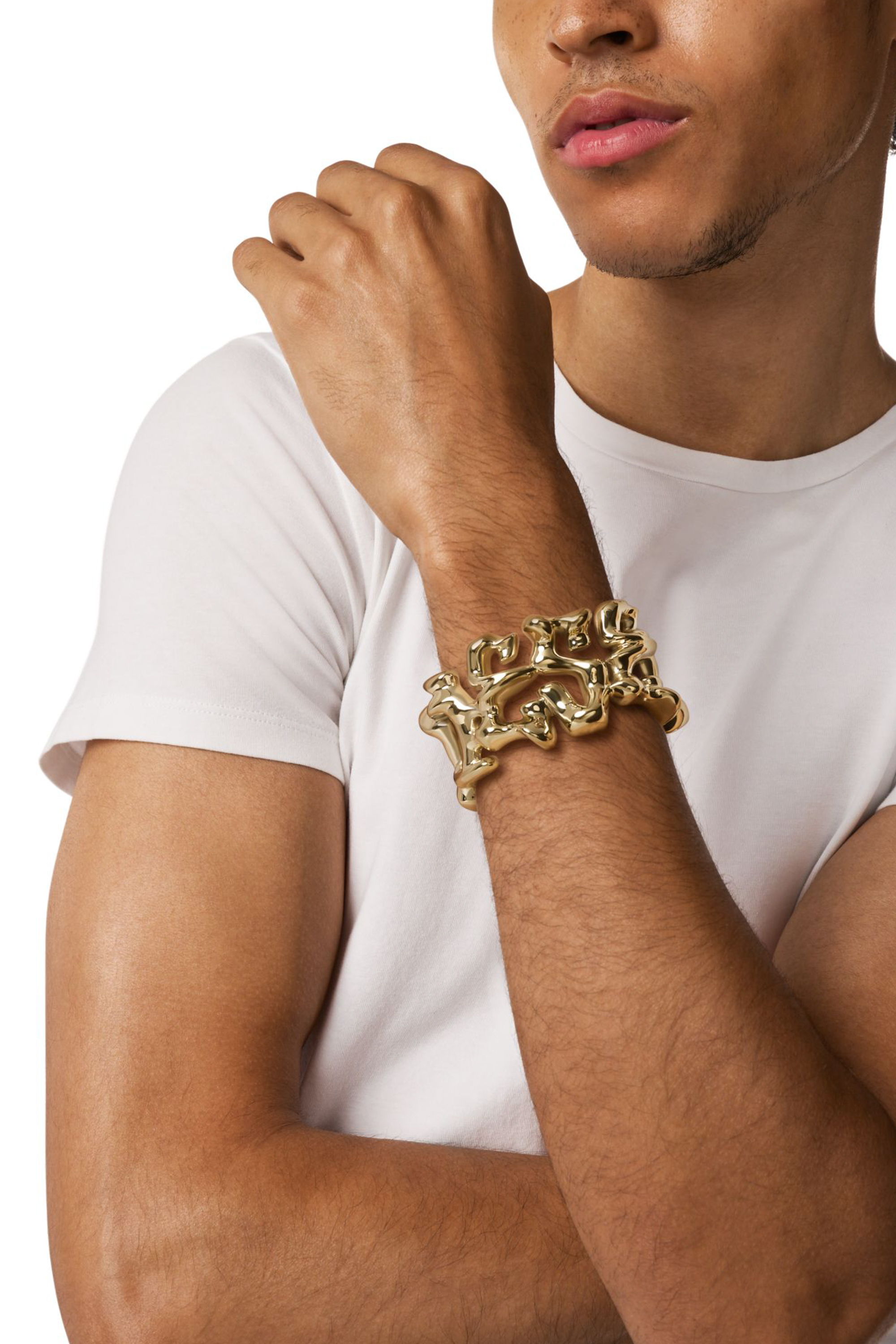 Diesel - DX1660710 JEWELLERY, Unisex's Stainless steel cuff bracelet in Gold - 4