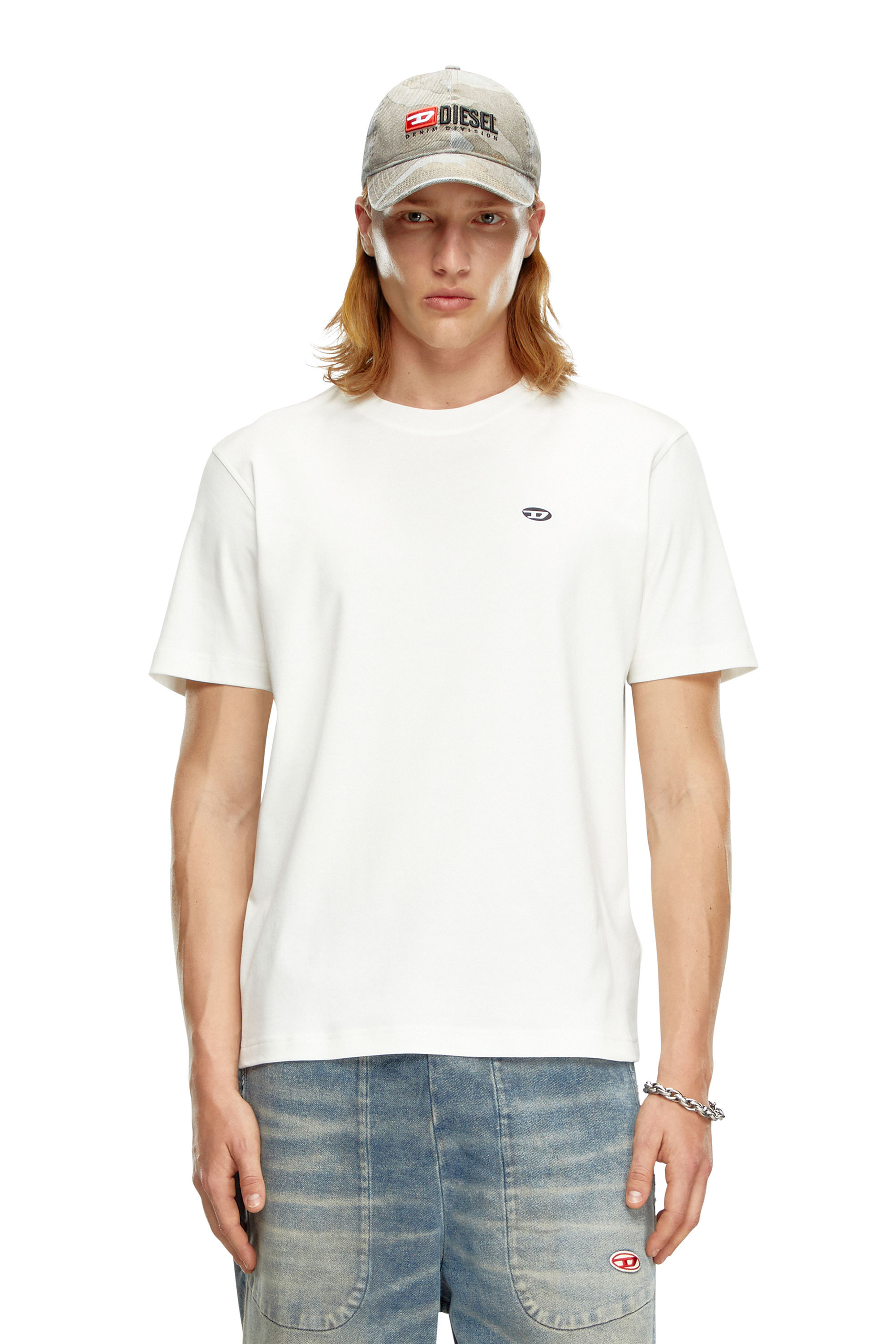 Diesel - T-ADJUST-DOVAL-PJ, Man's T-shirt with Oval D patch in White - 1