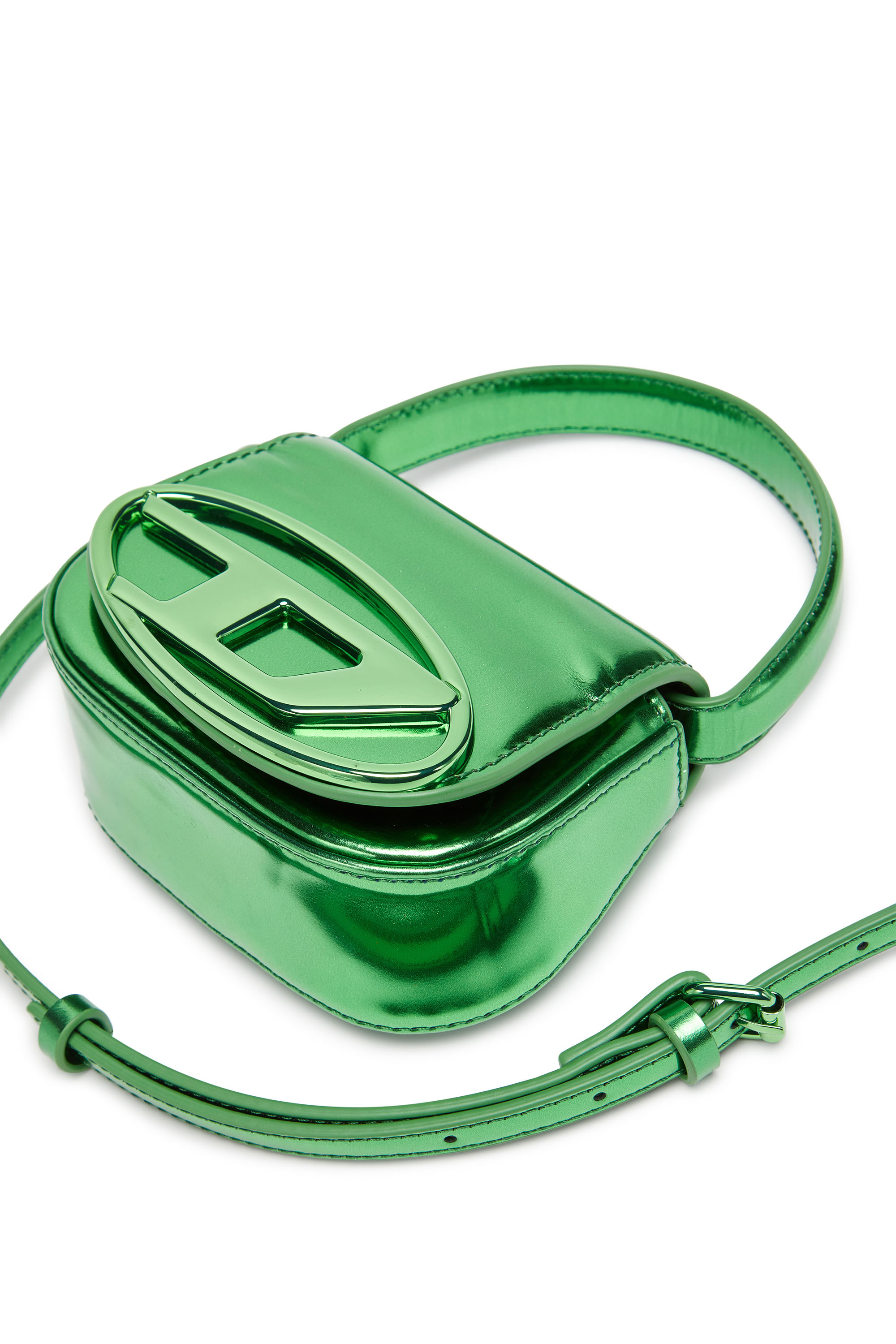 Diesel - 1DR-XS-S, Woman's 1DR-XS-S-Iconic mini bag in mirrored leather in Green - 2
