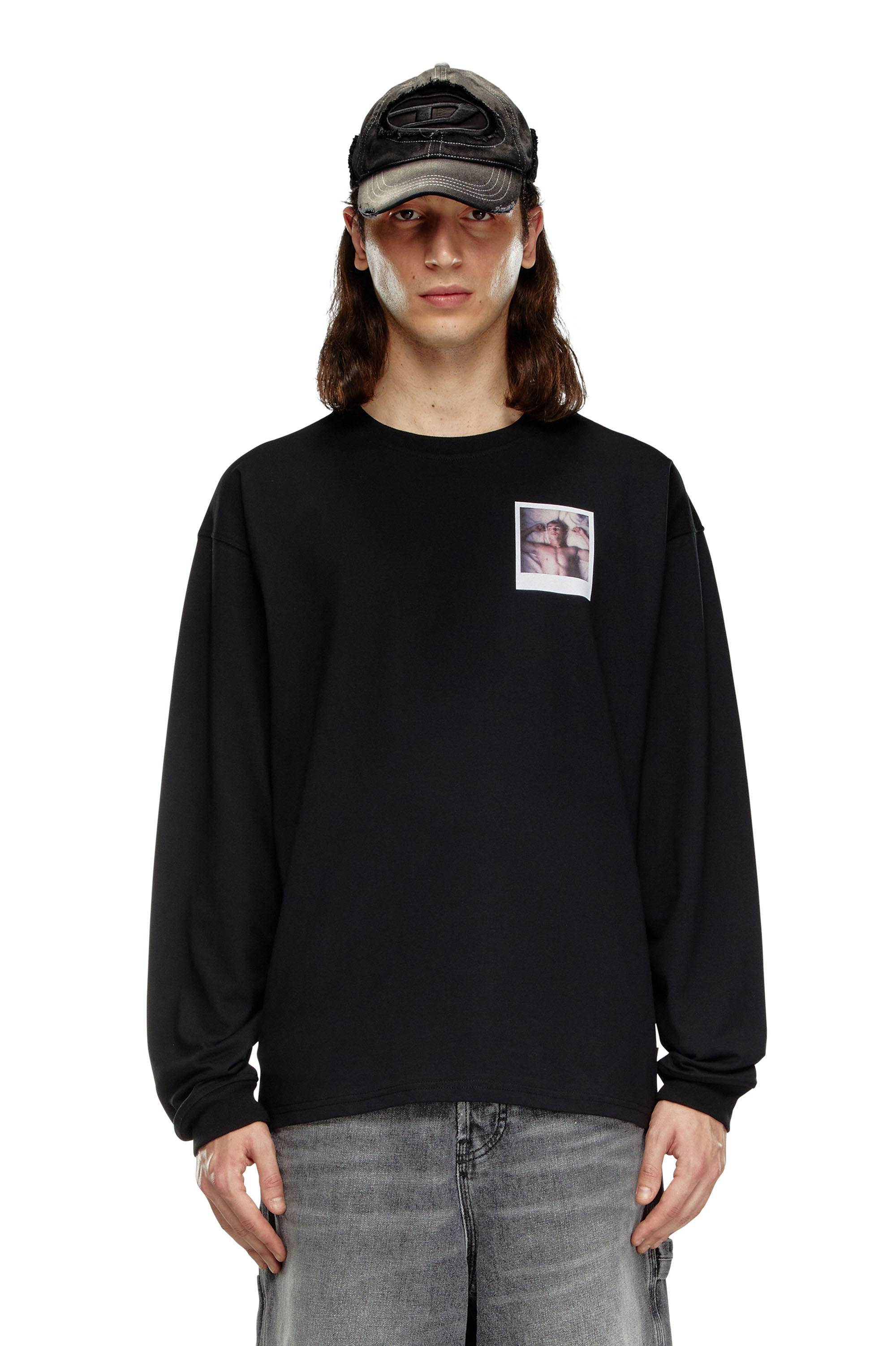 Diesel - PR-T-BOXT-LS-SS, Unisex's Long-sleeve T-shirt with polaroid patches in Black - 3