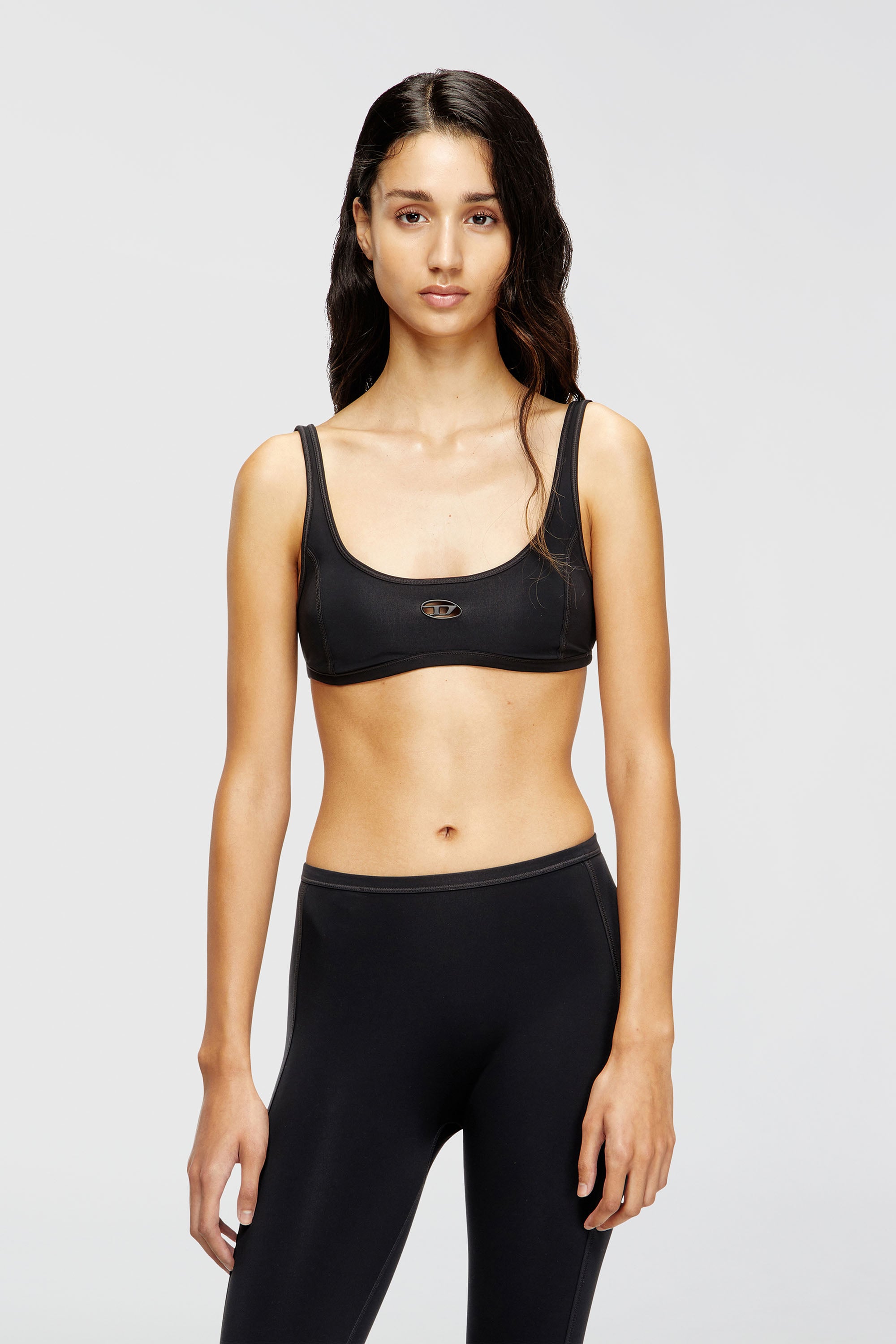 Diesel - CHELSEA-UTLT, Woman's Sports bra with cut-out logo in Black - 1