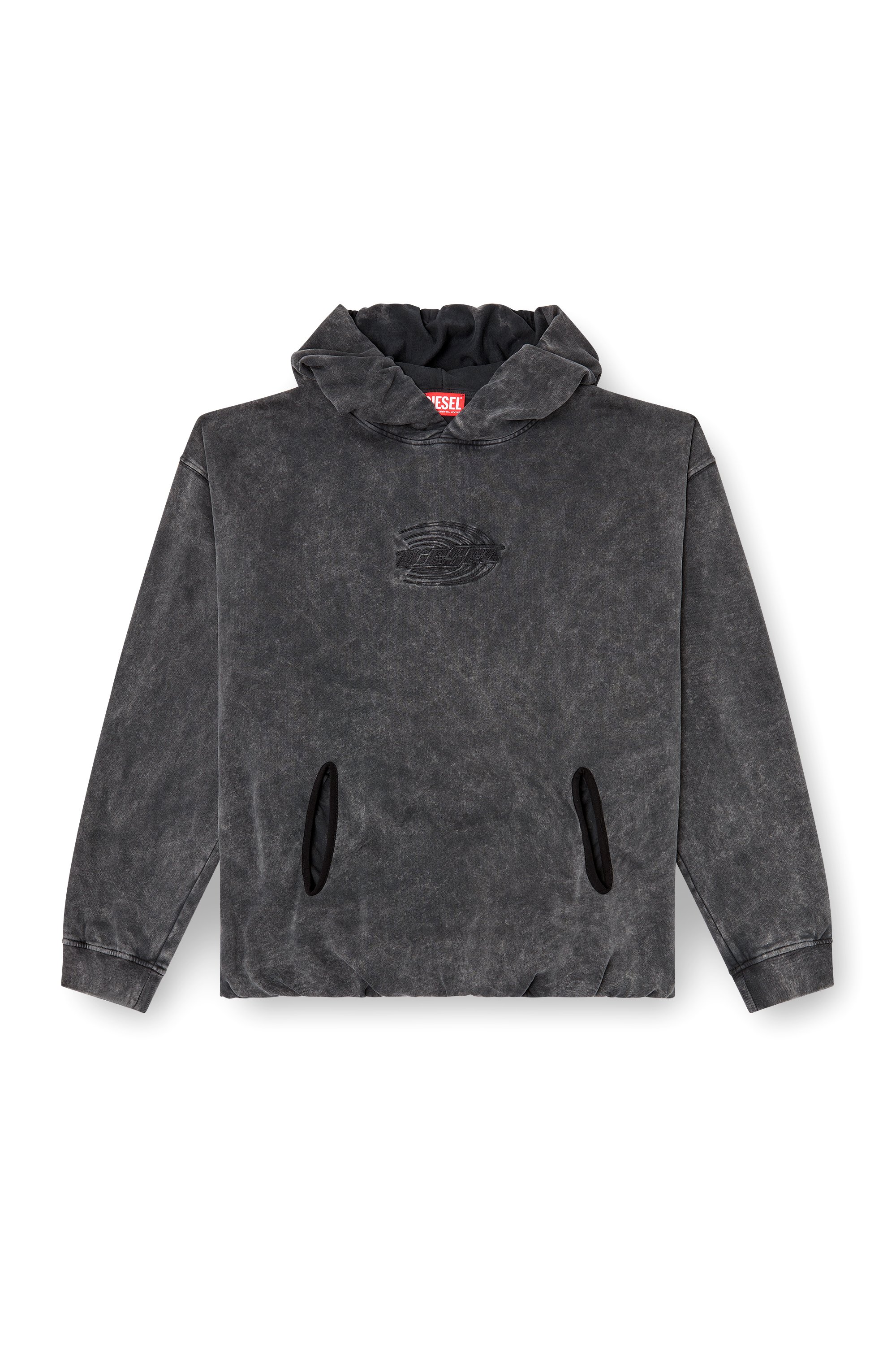 Diesel - S-BOXSTIC-HOOD, Unisex's Gathered acid-wash hoodie in Dark grey - 6