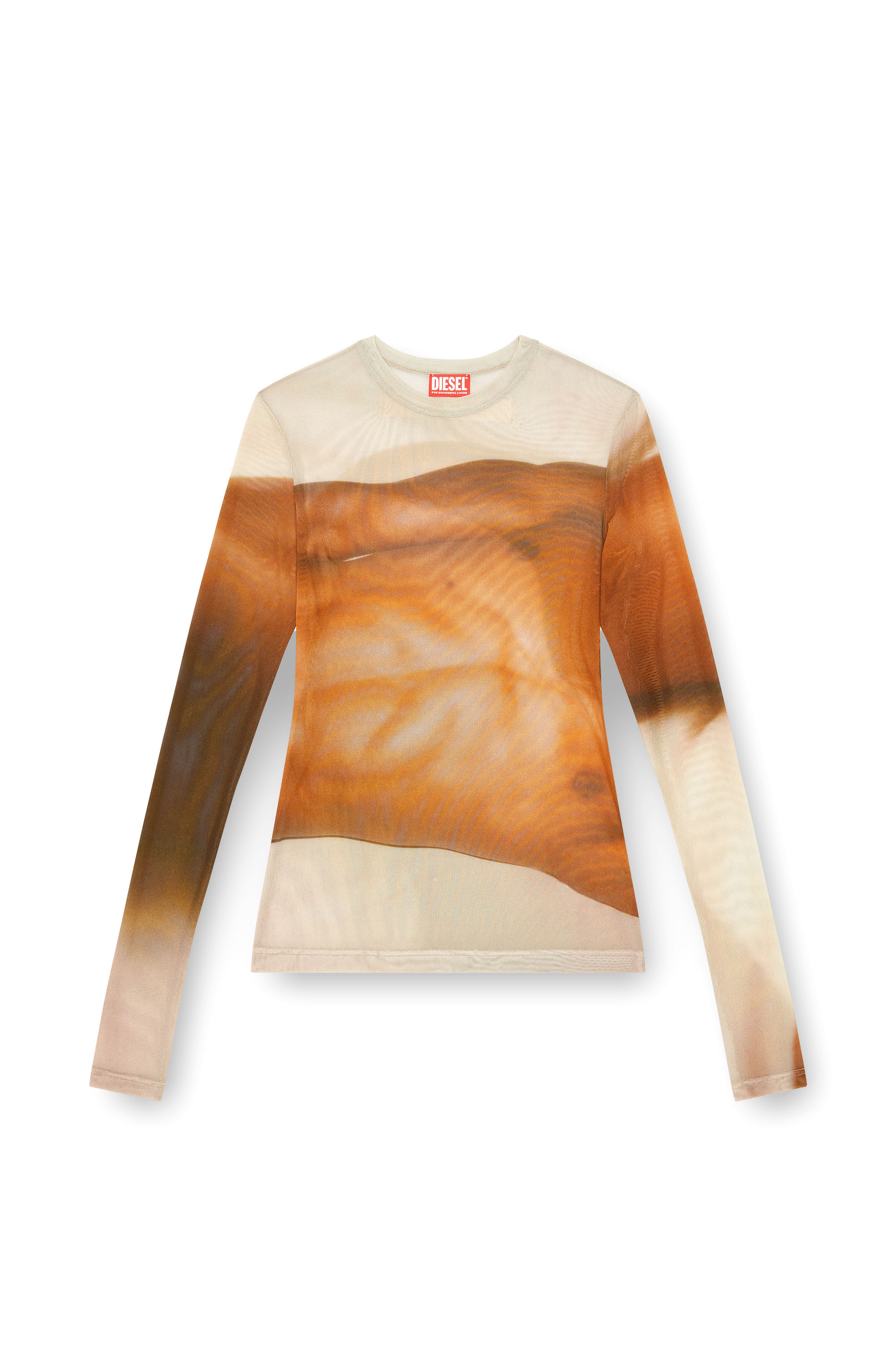 Diesel - PR-T-SIELAR-SS, Unisex's Tulle T-shirt with close-up prints in Face Powder - 6