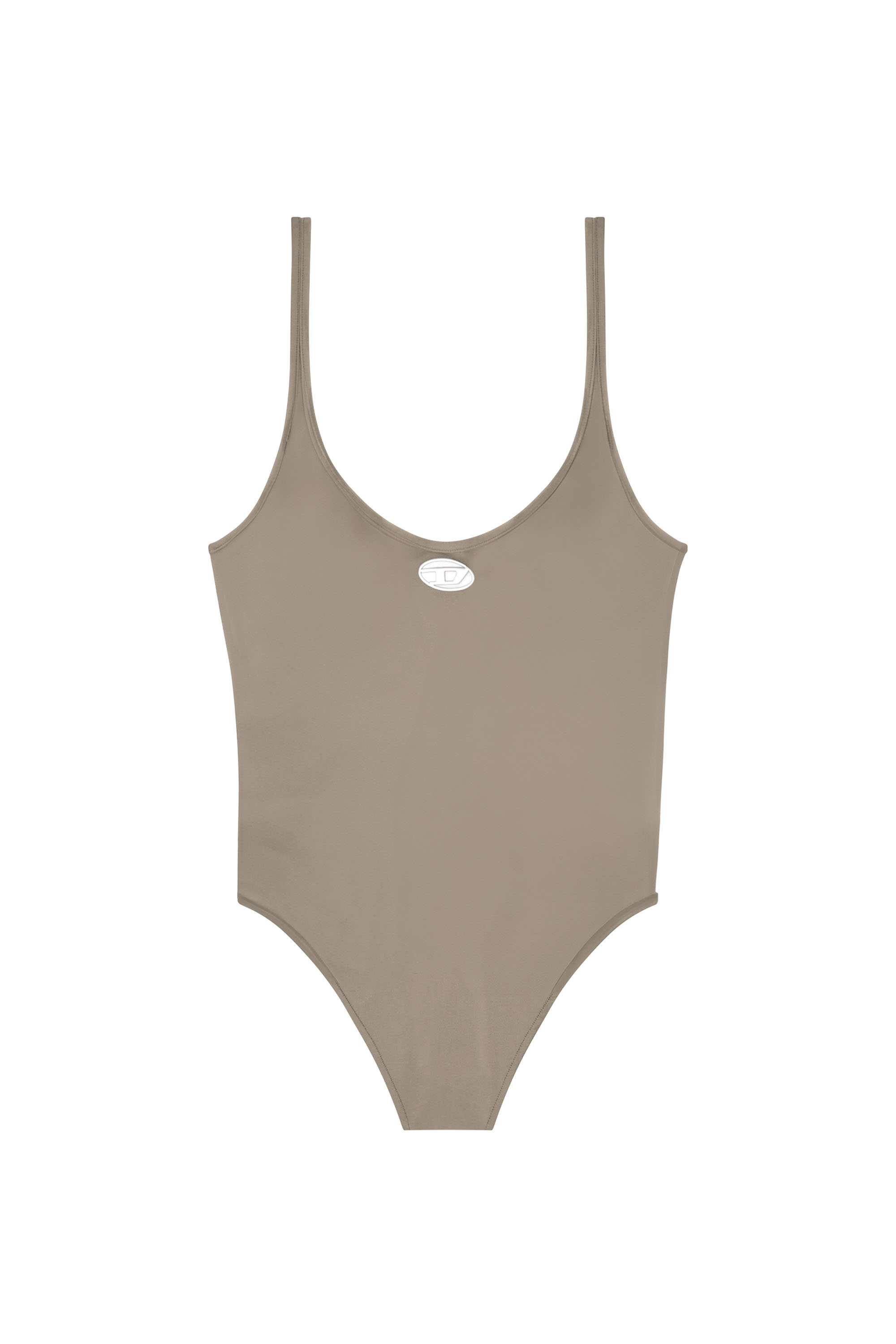 Diesel - MEGAN-UTLT, Woman's Microfibre bodysuit with cut-out logo in Brown - 3