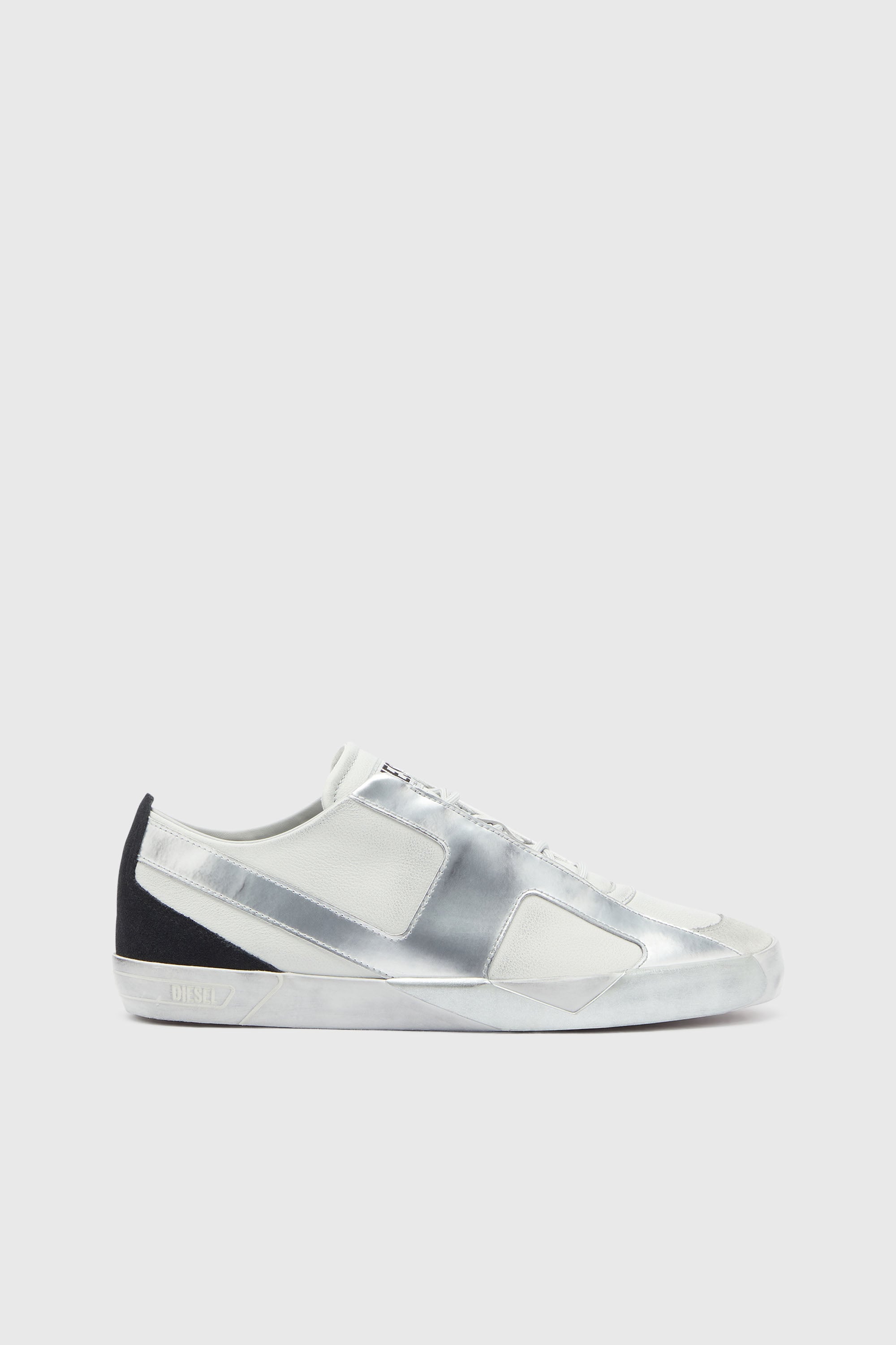Diesel - S-SLANTE-D LOW, Man's S-Slante-D - Distressed sneakers in leather and suede in White/Silver - 1