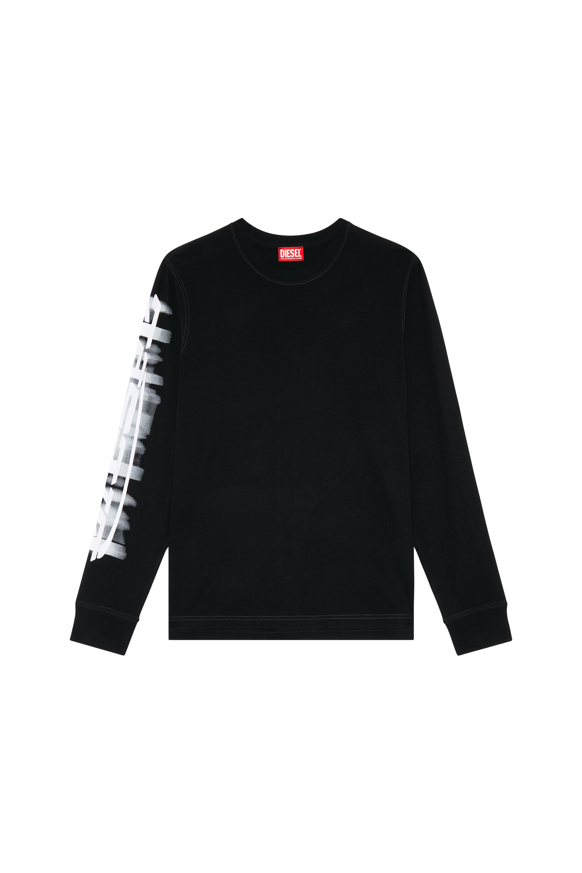 Diesel - T-JUST-LS-SLITS-N2, Man's Long-sleeve T-shirt with blurry Diesel print in Black - 2