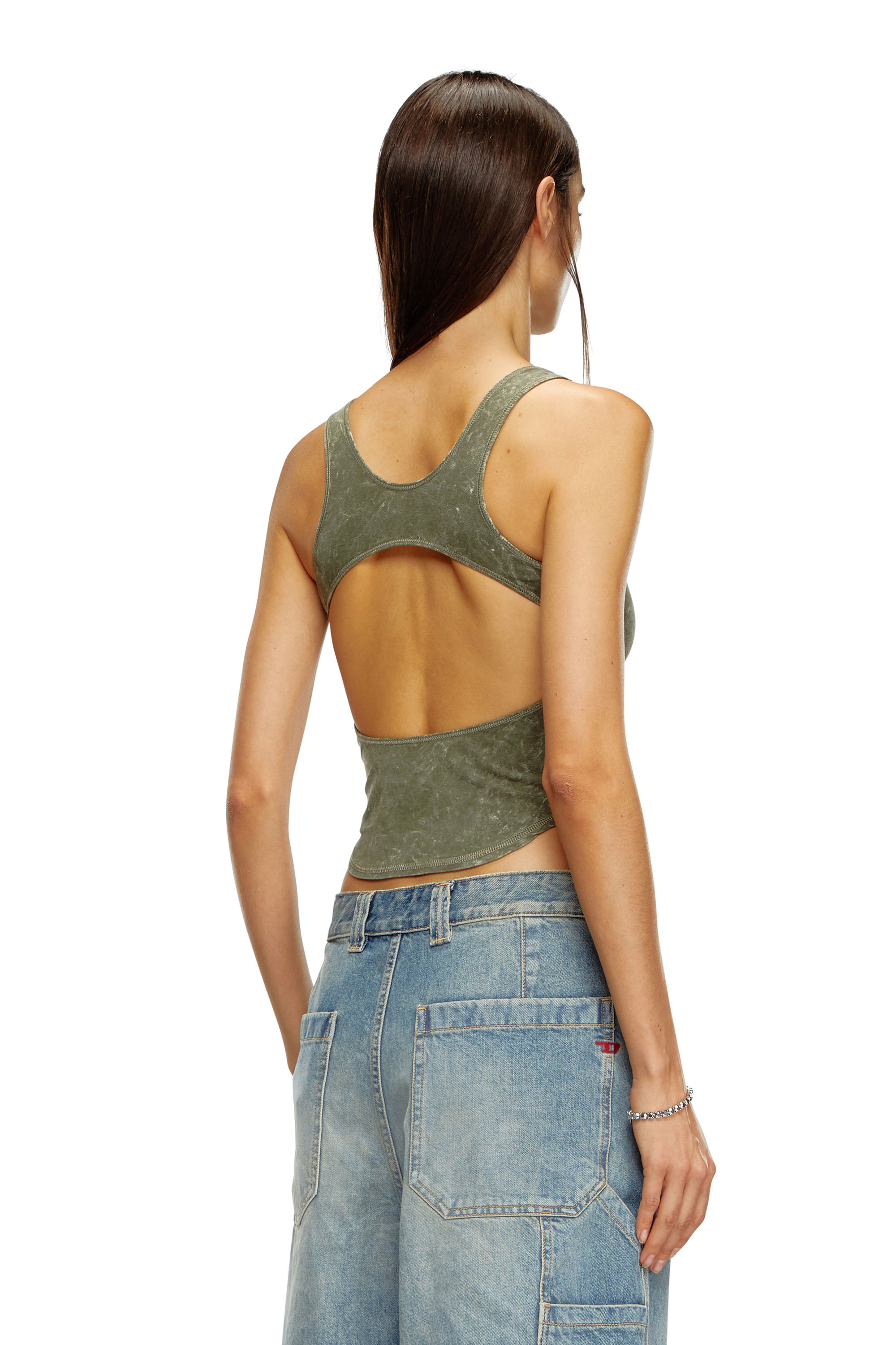 Diesel - T-AVENA-P1, Woman Open-back top with marbled effect in Green - Image 4
