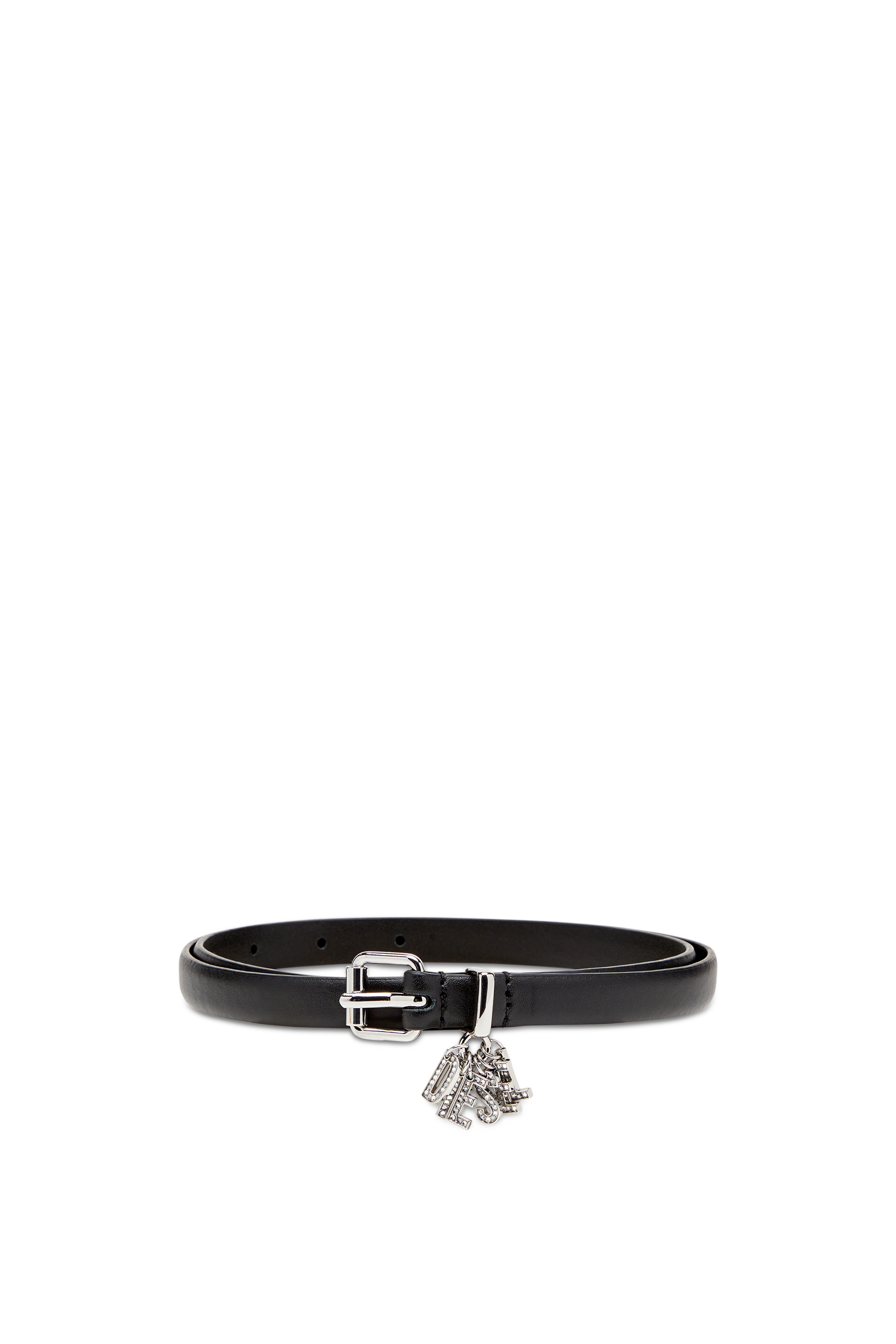 Diesel - B-CHARM-LOOP, Woman's Nappa leather belt with logo charms in Black - 1