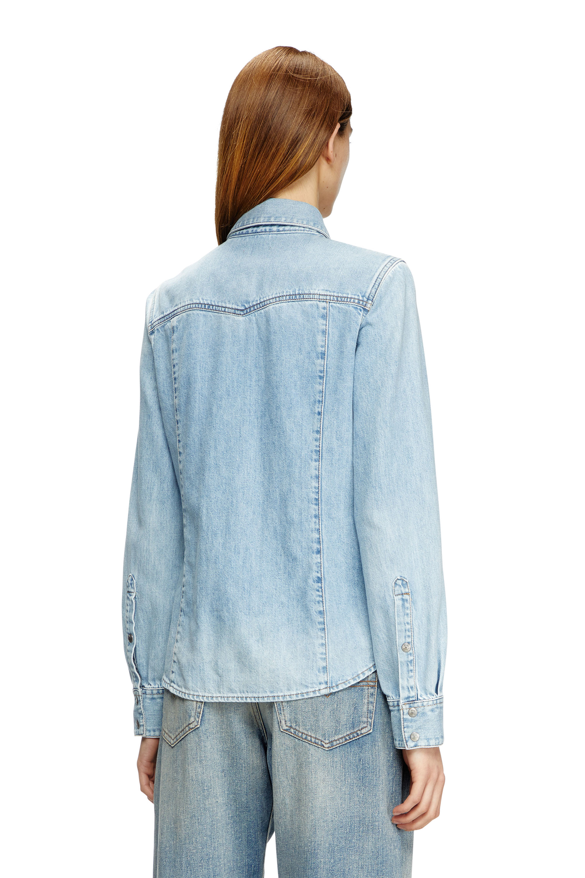 Diesel - DE-WAVES, Woman's Western shirt in denim in Light Blue - 3