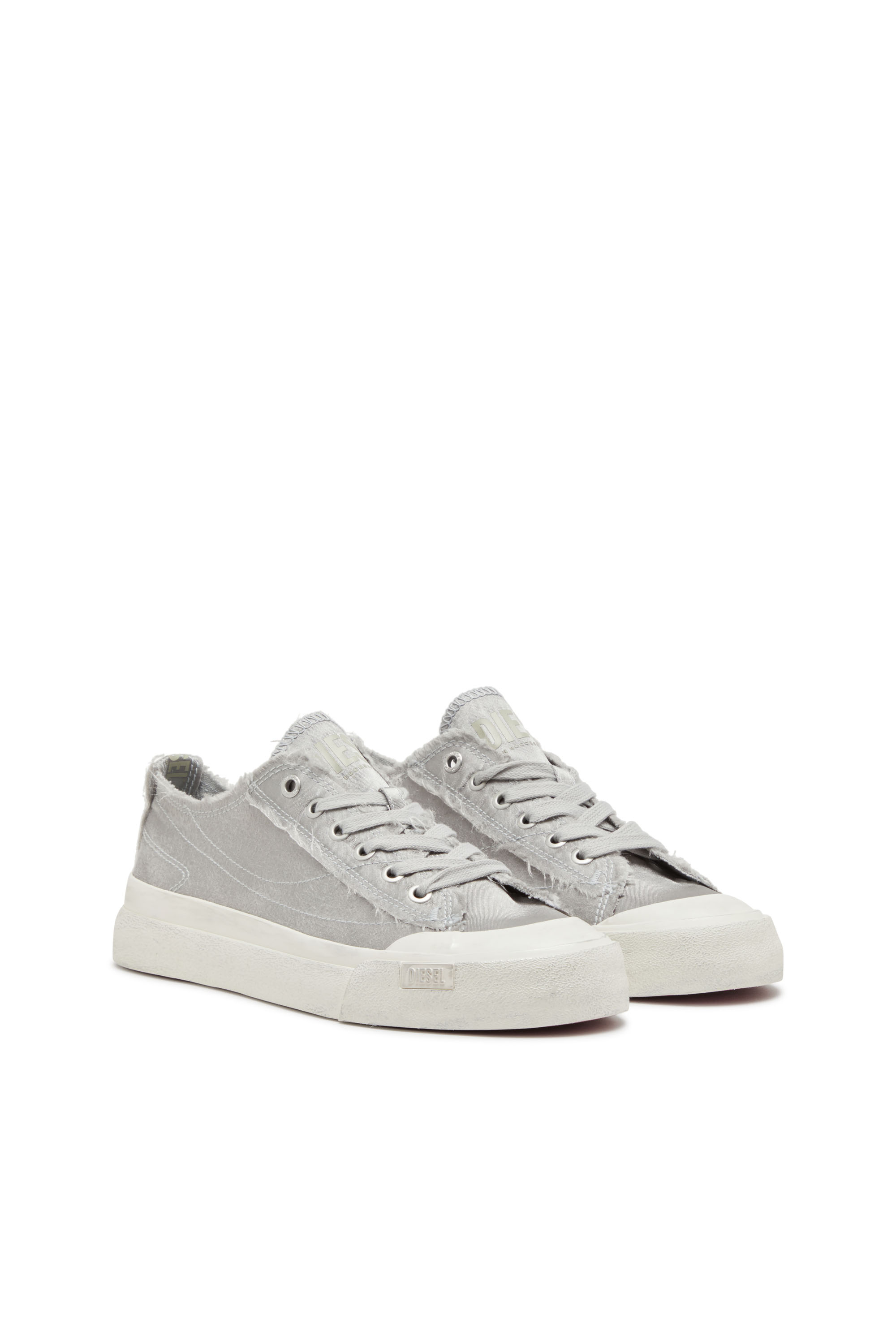 Diesel - S-ATHOS LOW W, Woman's S-Athos Low-Sneakers in distressed satin in Light Grey - 2