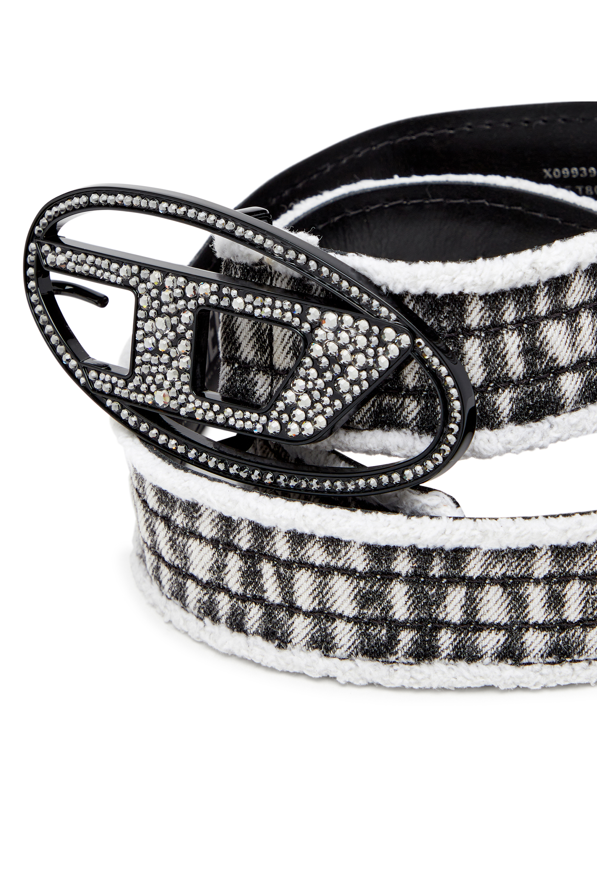 Diesel - B-1DR STRASS, Woman's Denim and leather belt with crystal buckle in Black - 3