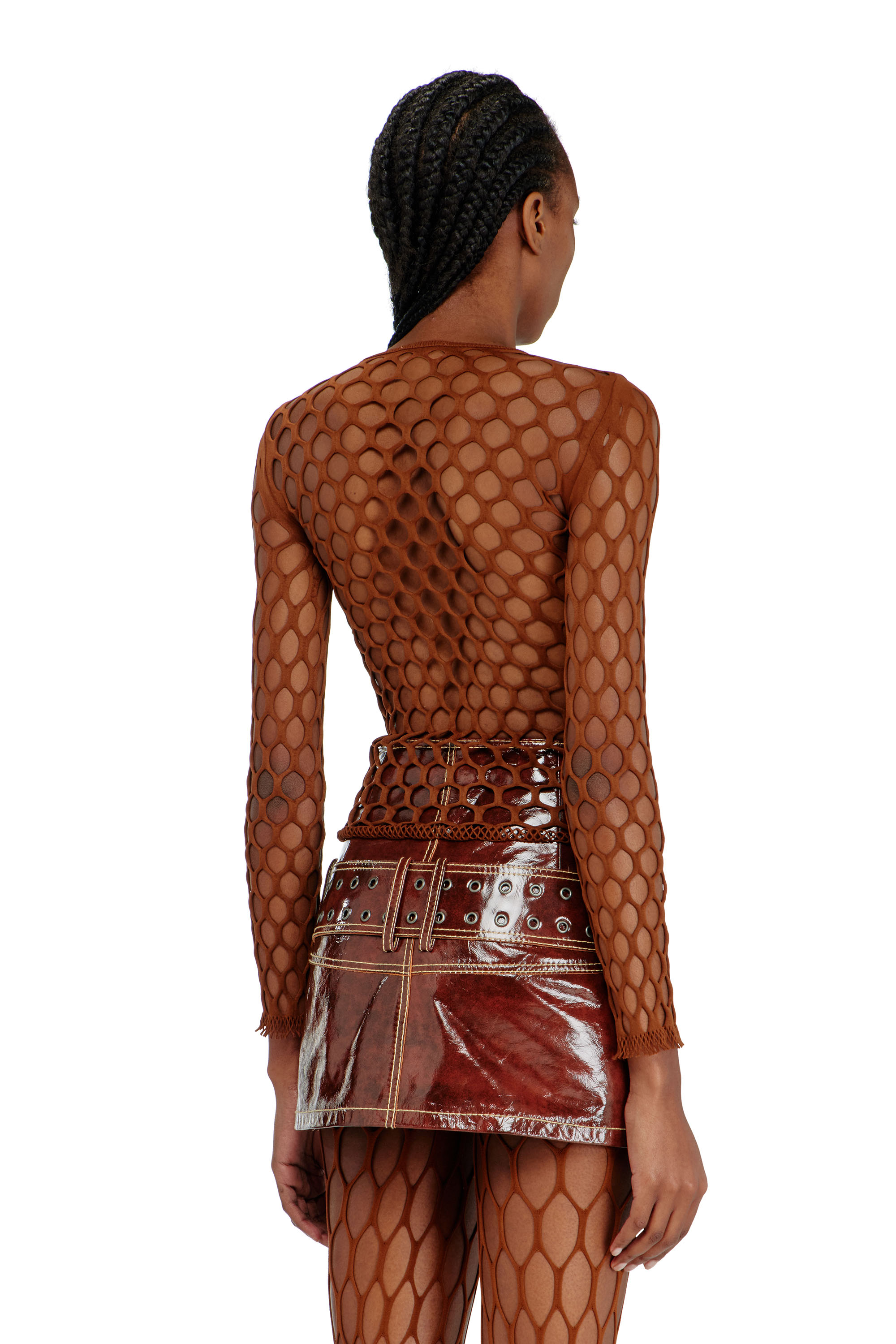 Diesel - M-ZANDA, Woman's Stretchy mesh-knit top in Brown - 4