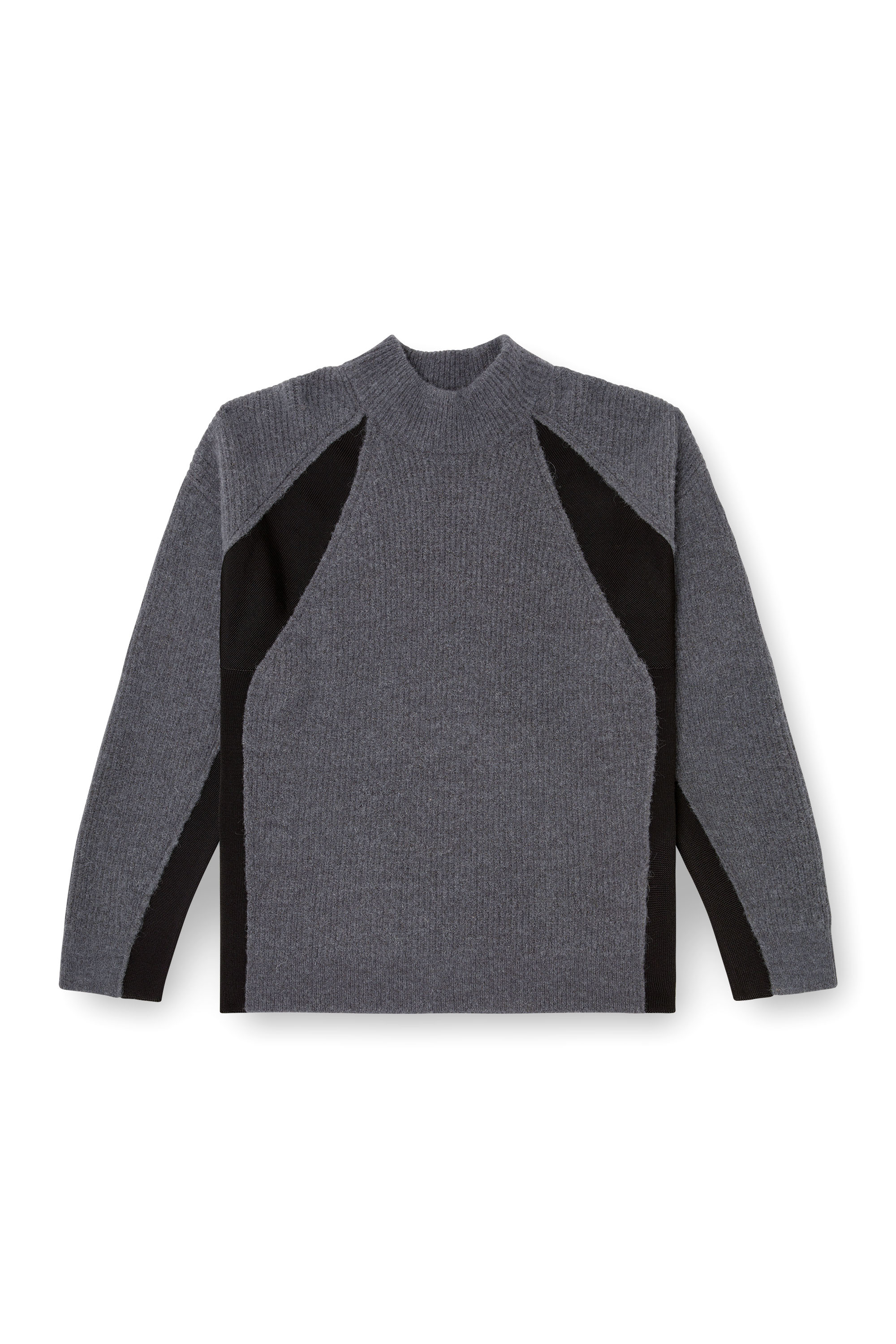 Diesel - K-LOLLO-TN, Man's Alpaca-blend jumper with contrast inserts in Grey - 2