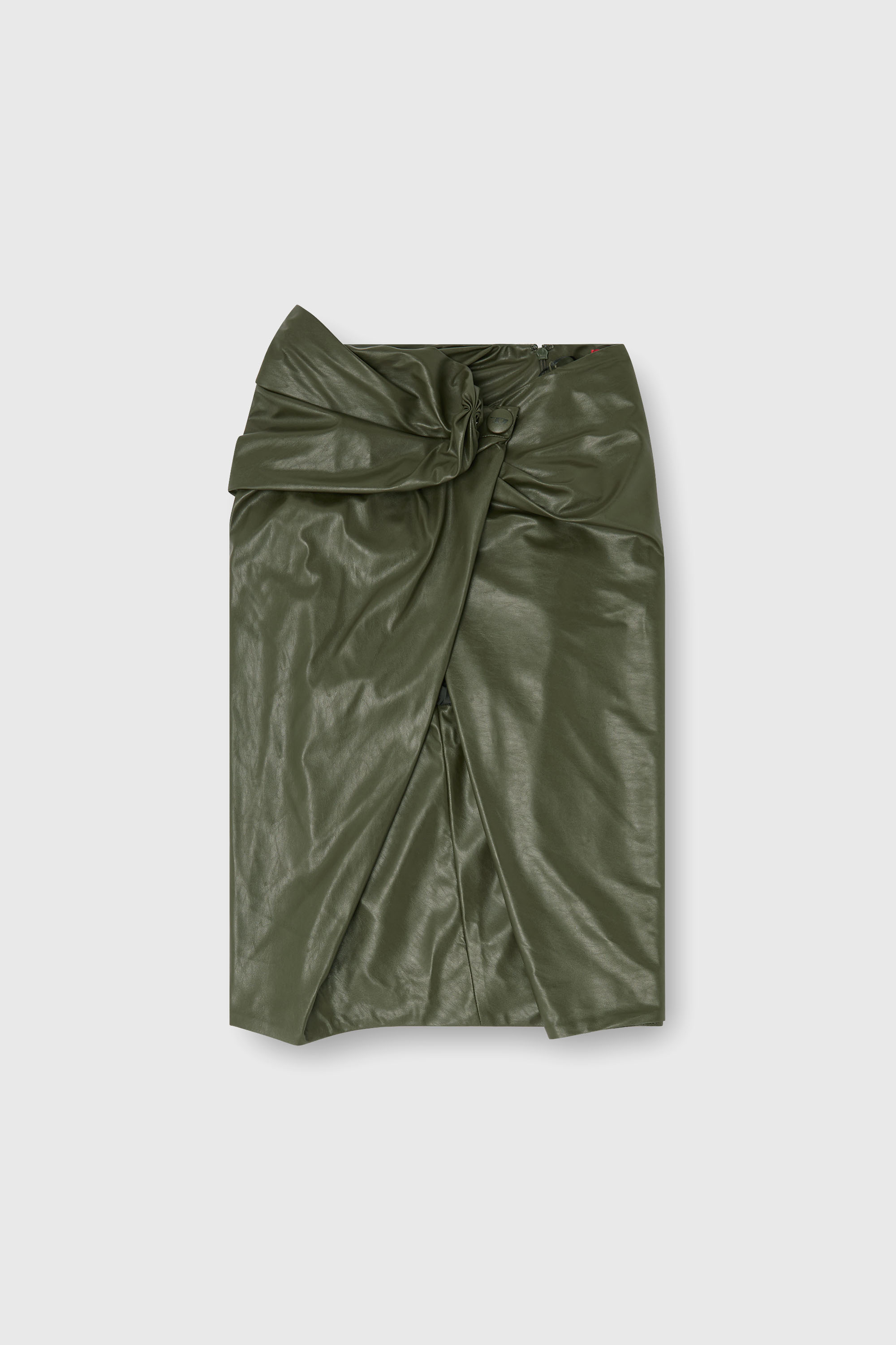 Diesel - O-DASLI, Woman's Draped pencil skirt with split in Military Green - 2