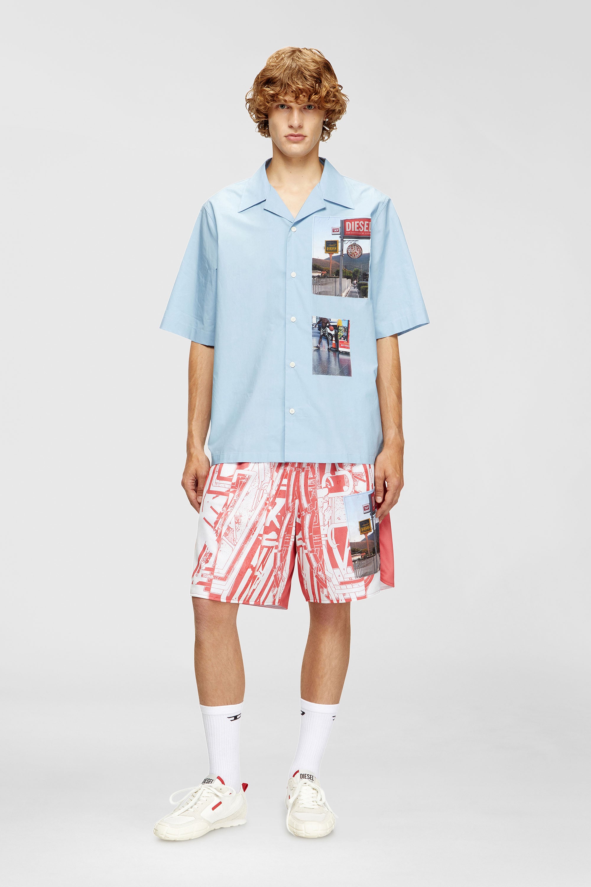 Diesel - S-PAGODHA LOW, Man's S-Pagodha-Sneakers in leather, suede and ripstop in White/Red - 2