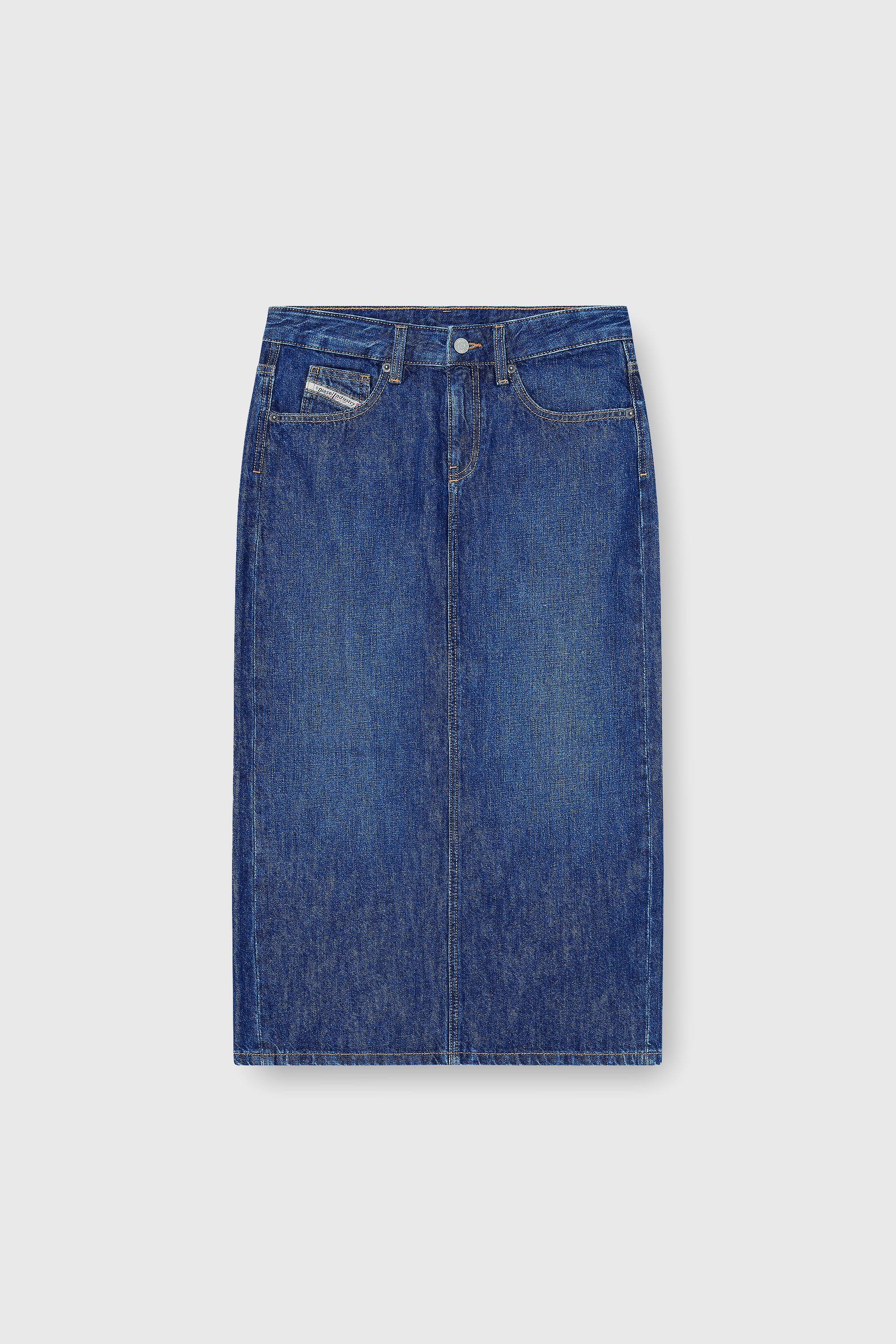 Diesel - DE-SKYE-D, Woman's Denim midi skirt in Medium blue - 2