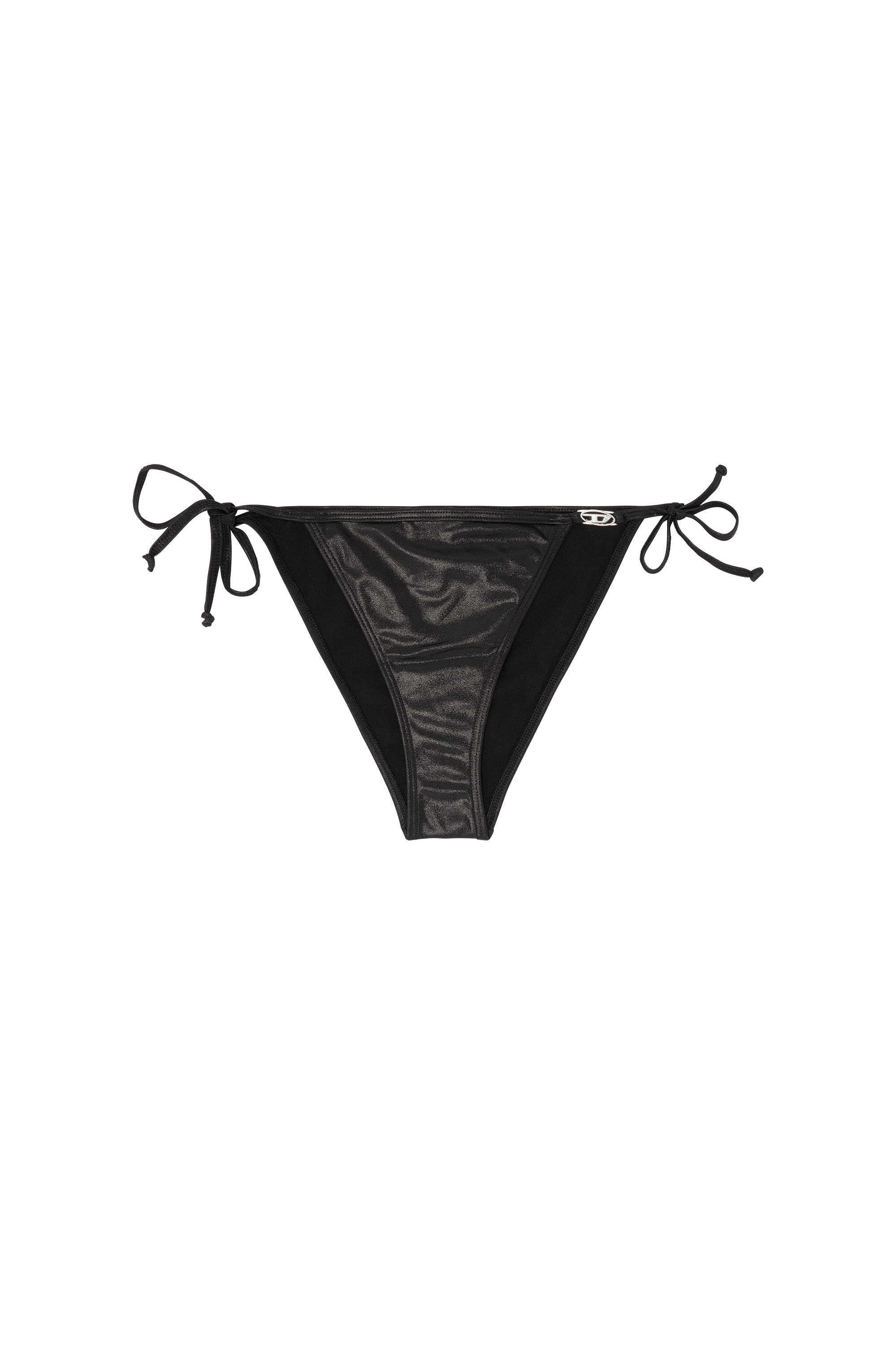 Diesel - BRIGITTES-DNM, Woman's Side-tie bikini bottoms in shimmery fabric in Black - 3