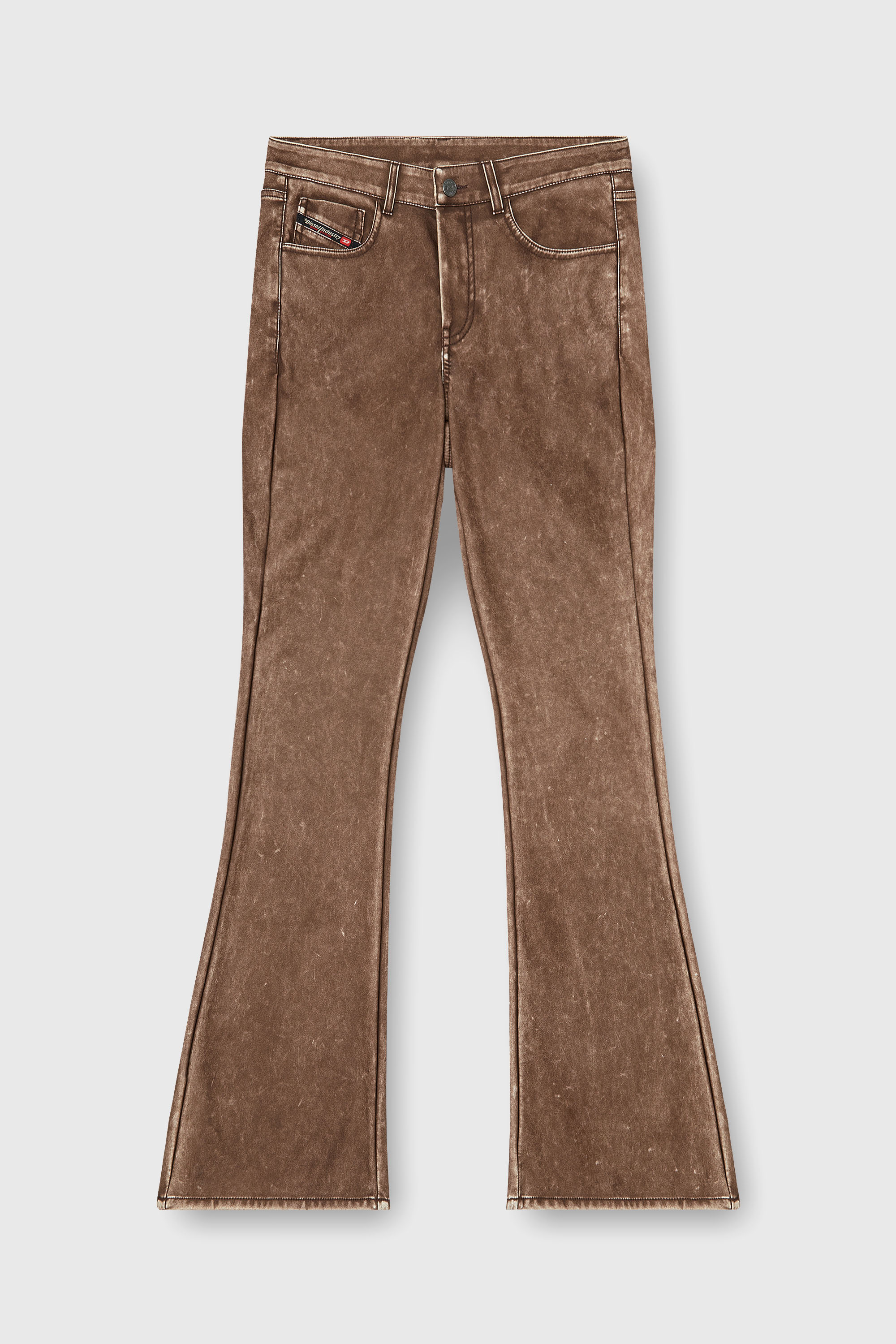Diesel - P-STELLAR-S1, Woman's Bootcut pants in treated coated fabric in Brown - 2