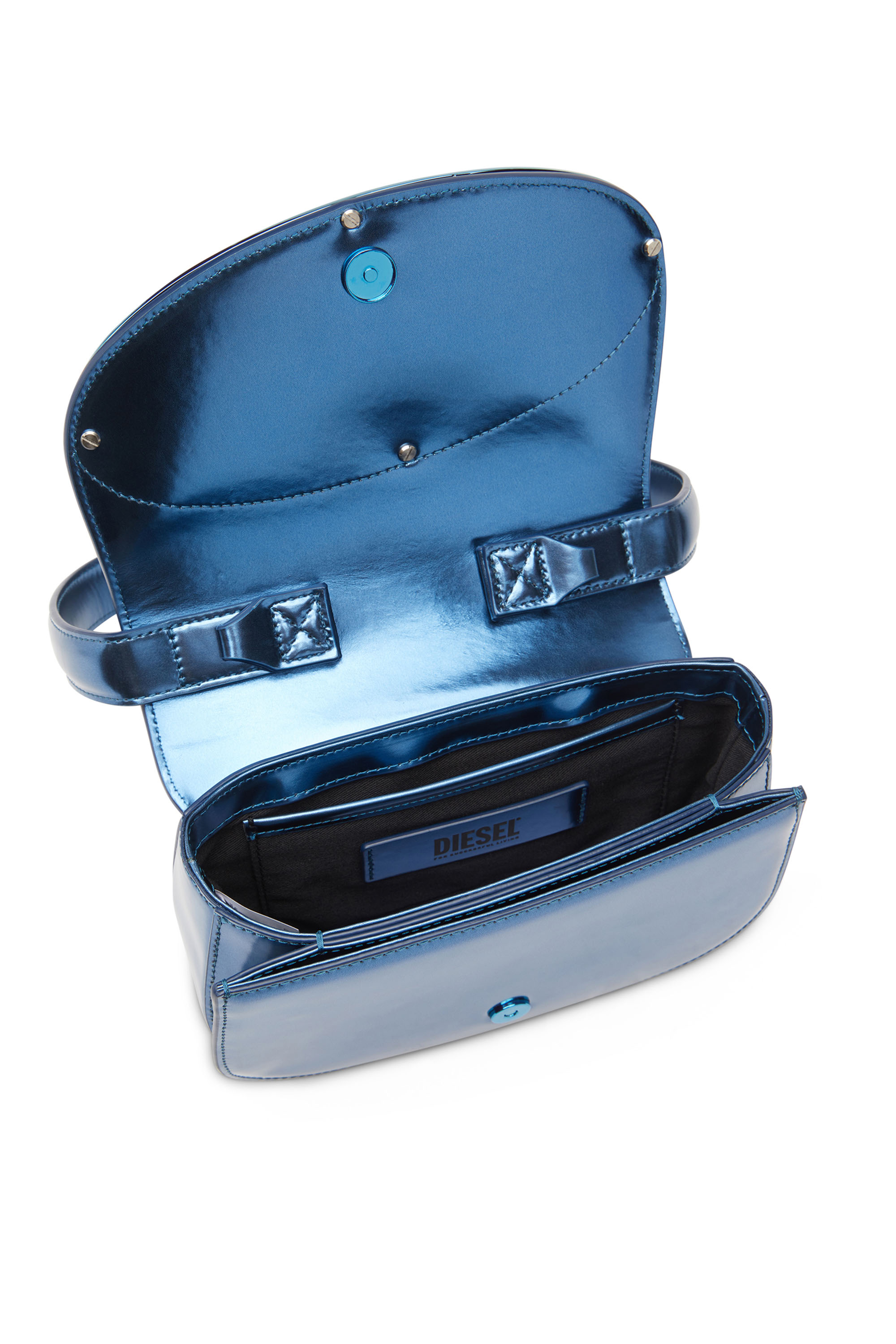 Diesel - 1DR, Woman's 1DR-Iconic shoulder bag in mirrored leather in Blue - 3