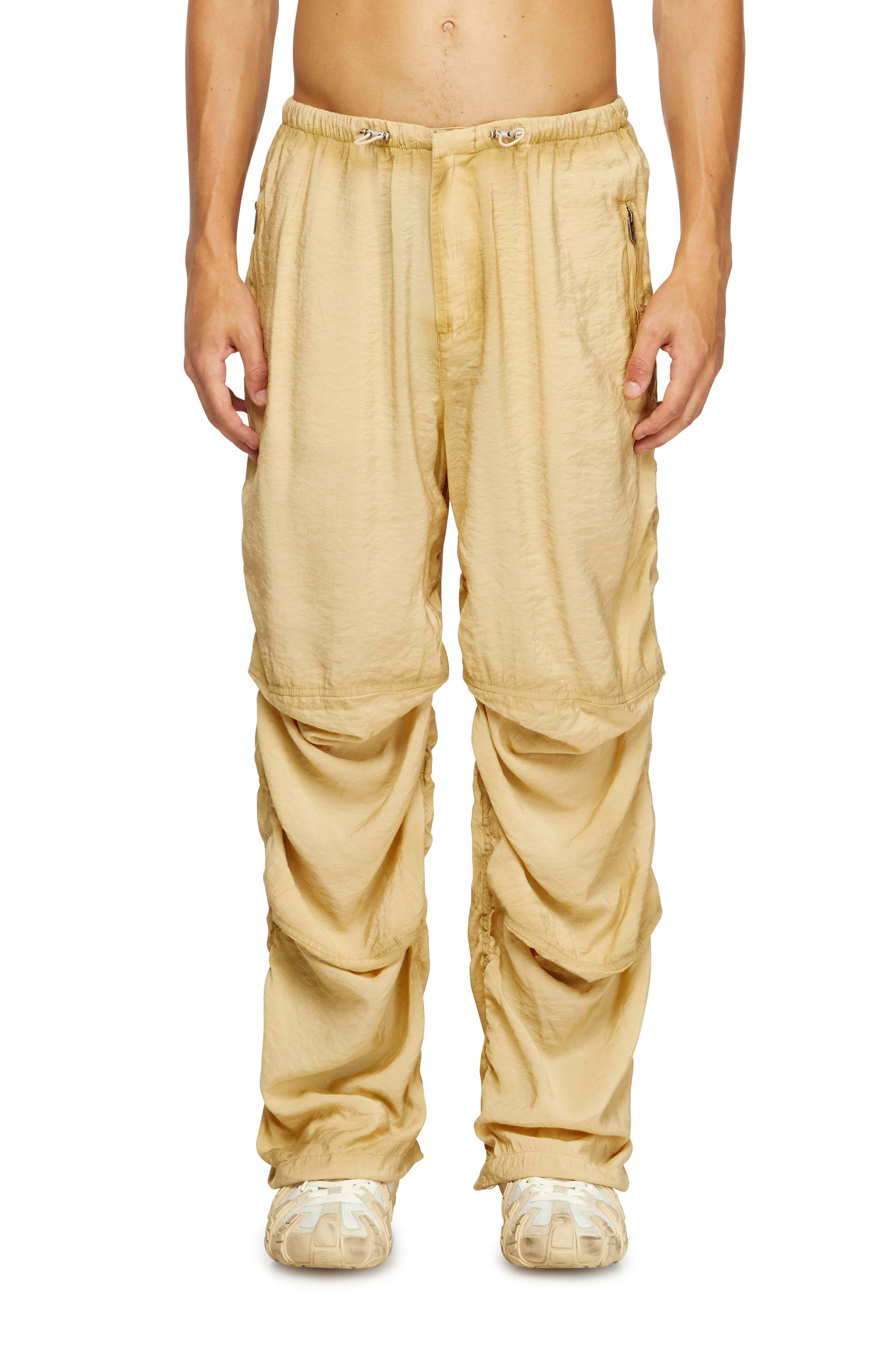 Diesel - P-DAILY, Man's Utility pants in light, crinkled fabric in Beige - 3
