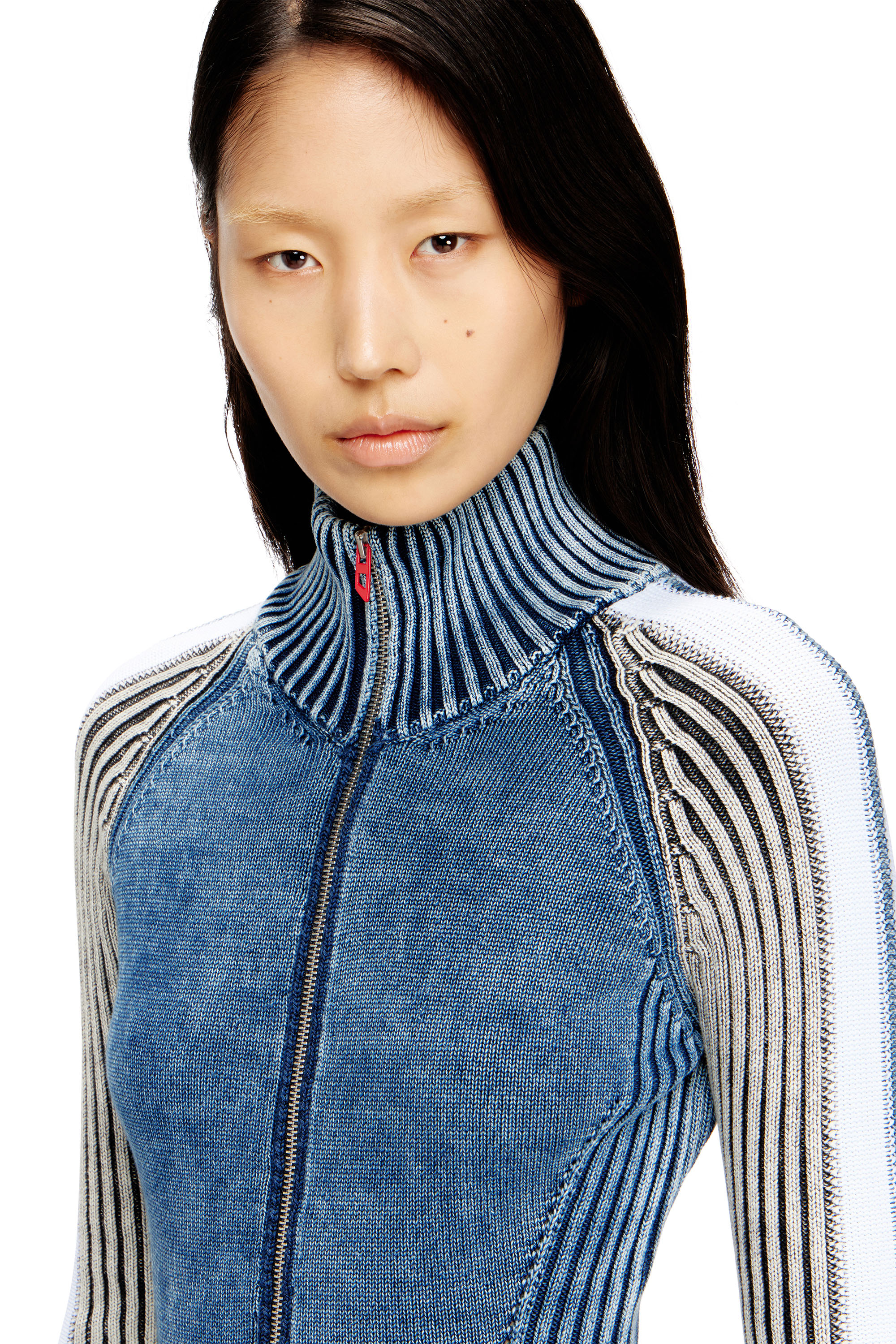 Diesel - M-ESTELLE, Woman's Turtleneck short dress in indigo knit in null - 4