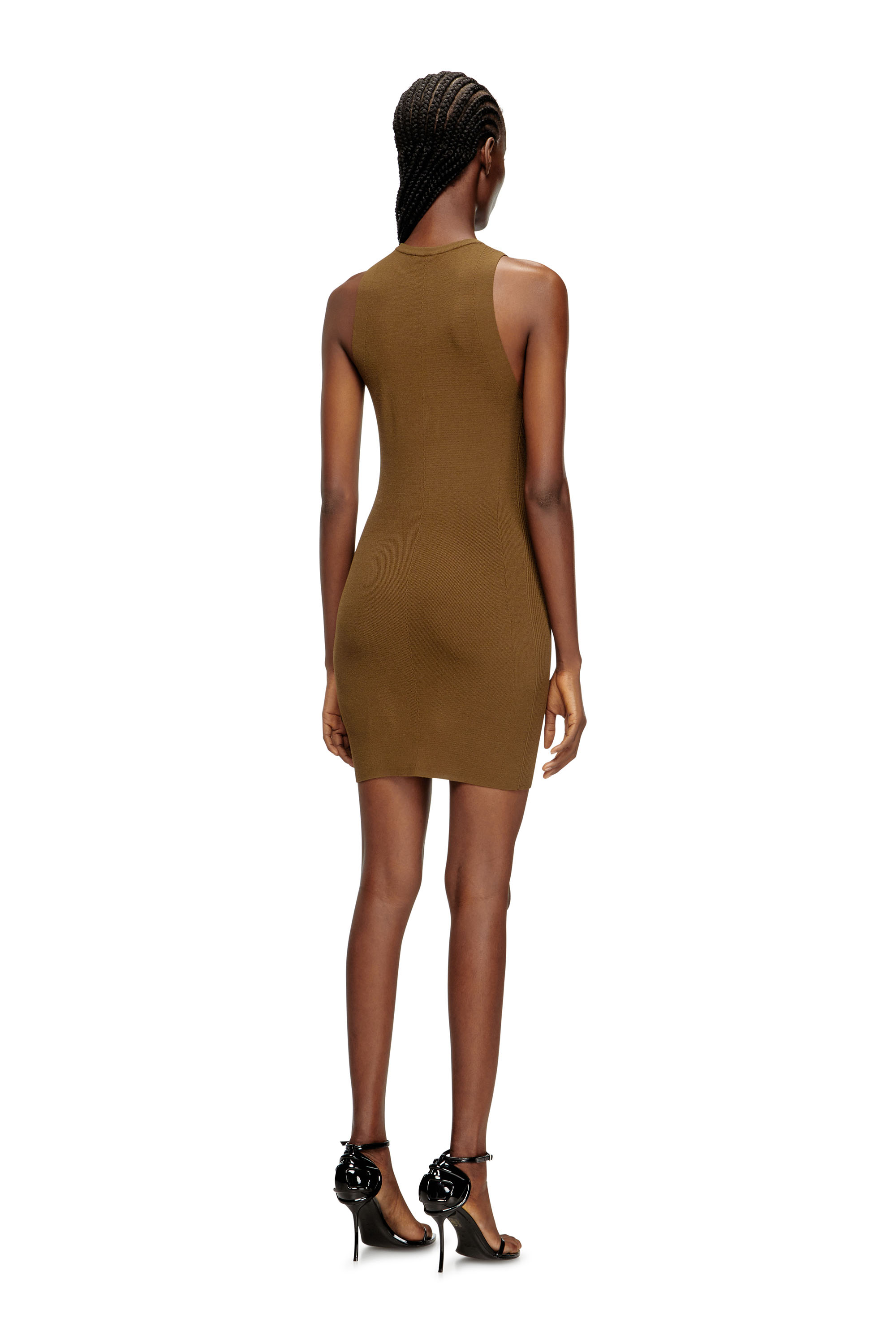 Diesel - M-CADDIX, Woman's Ribbed knit sleeveless dress in Brown - 4