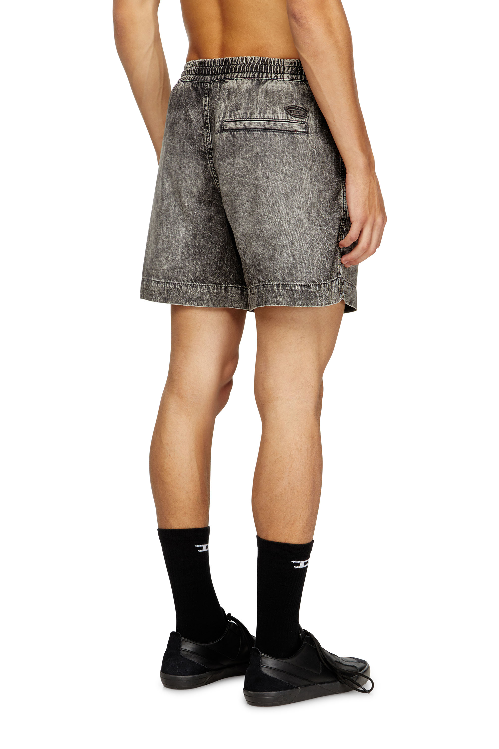 Diesel - D-TENNI-S1, Unisex's Shorts in marbled denim in Black - 3