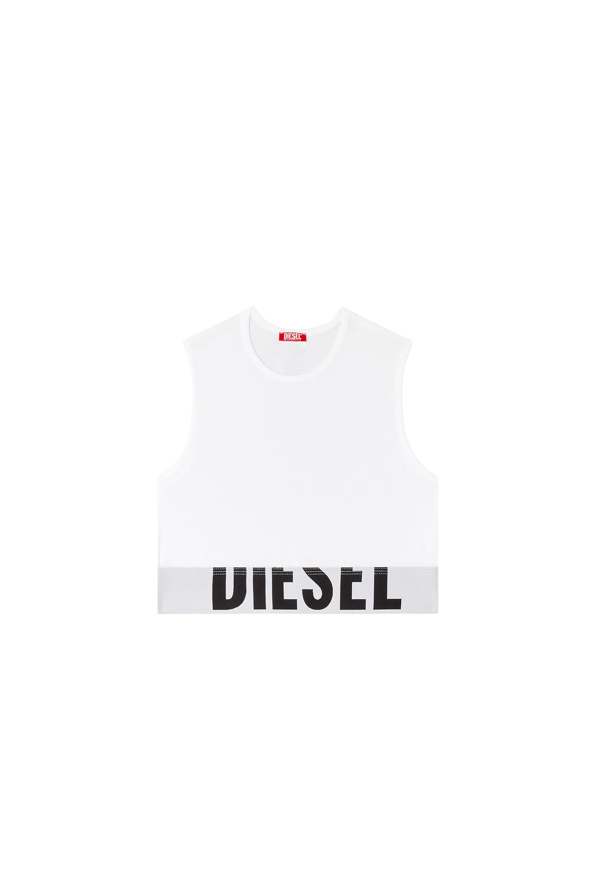 Diesel - ADA-D-POP, Woman's Cropped tank top with cut-off logo in White - 2